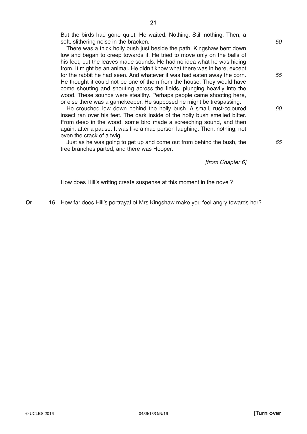 Cambridge IGCSE English - Literature 0486 2016 Oct/Nov Paper 1 · Variant 3 question paper, page 21 of 28