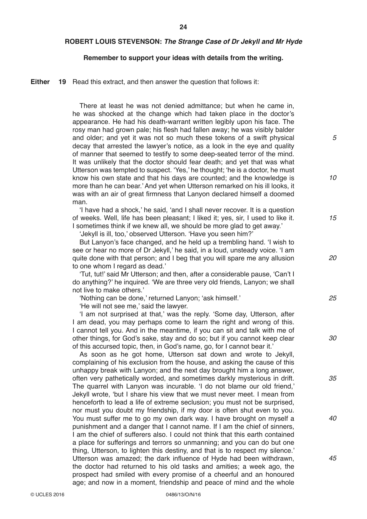 Cambridge IGCSE English - Literature 0486 2016 Oct/Nov Paper 1 · Variant 3 question paper, page 24 of 28