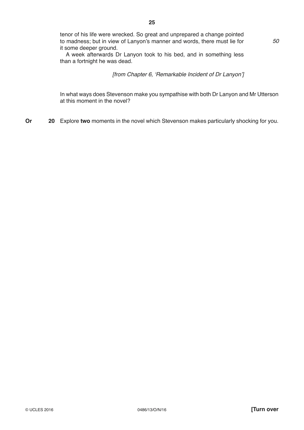 Cambridge IGCSE English - Literature 0486 2016 Oct/Nov Paper 1 · Variant 3 question paper, page 25 of 28