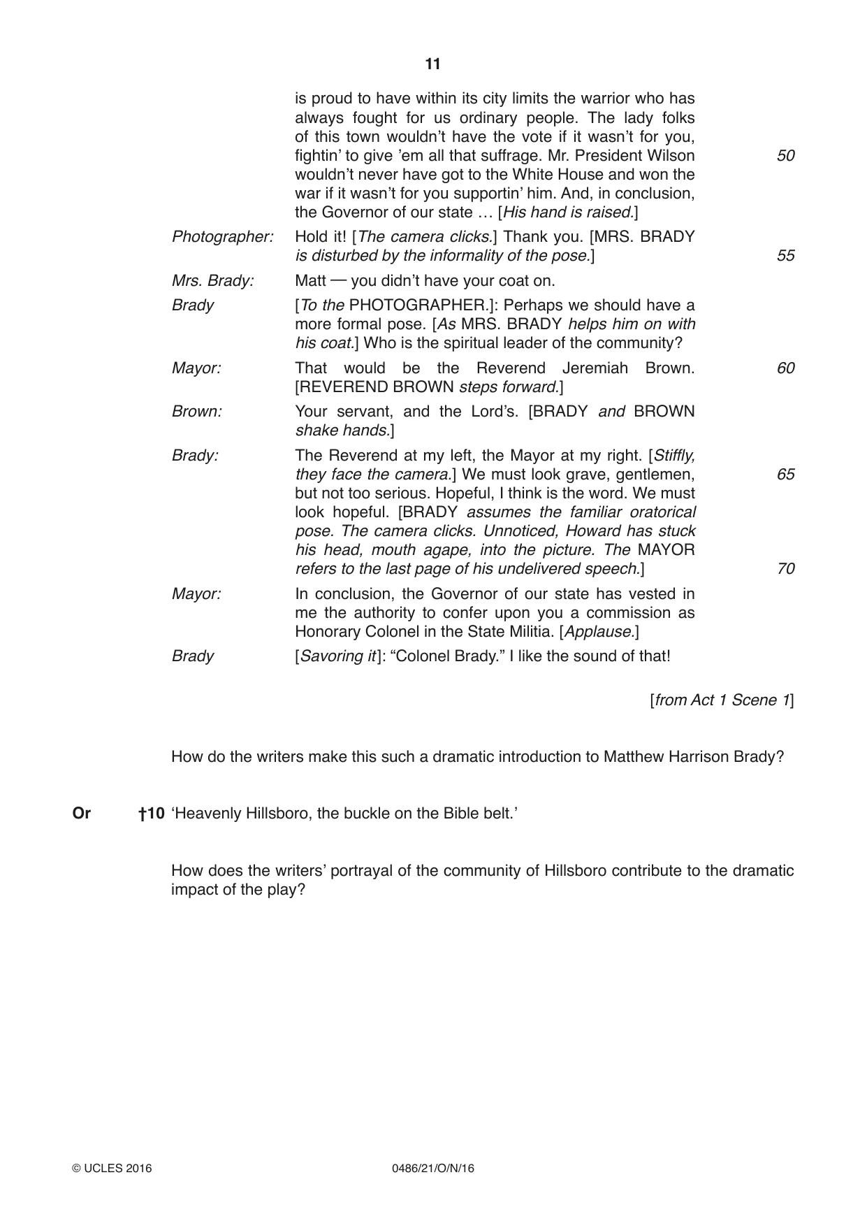 Cambridge IGCSE English - Literature 0486 2016 Oct/Nov Paper 2 · Variant 1 question paper, page 11 of 12