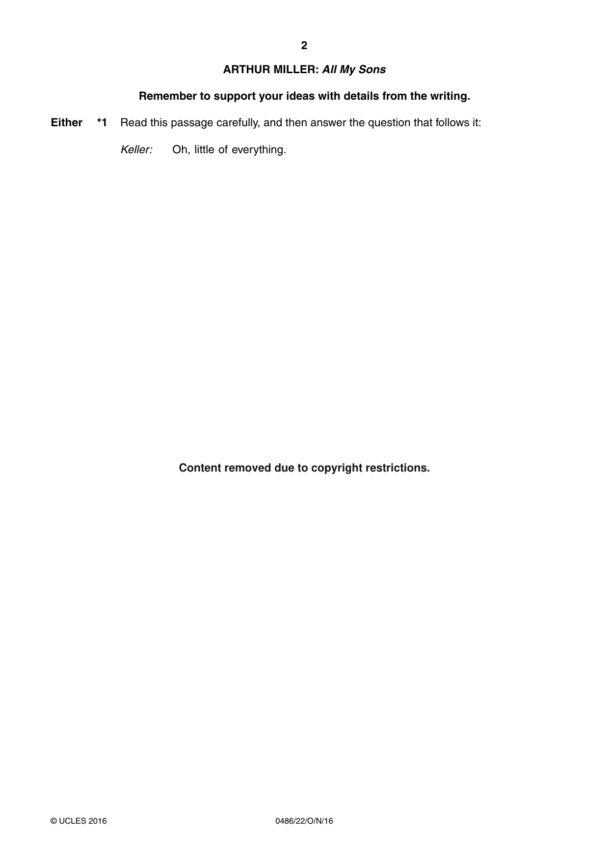 Cambridge IGCSE English - Literature 0486 2016 Oct/Nov Paper 2 · Variant 2 question paper, page 2 of 12