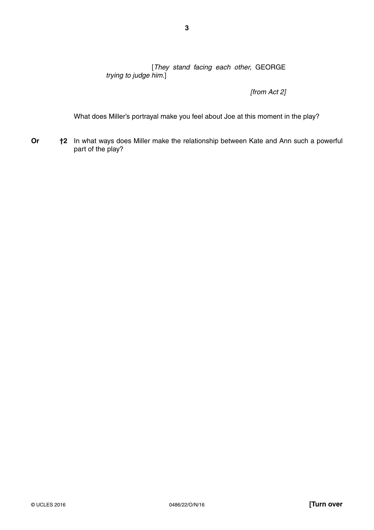 Cambridge IGCSE English - Literature 0486 2016 Oct/Nov Paper 2 · Variant 2 question paper, page 3 of 12