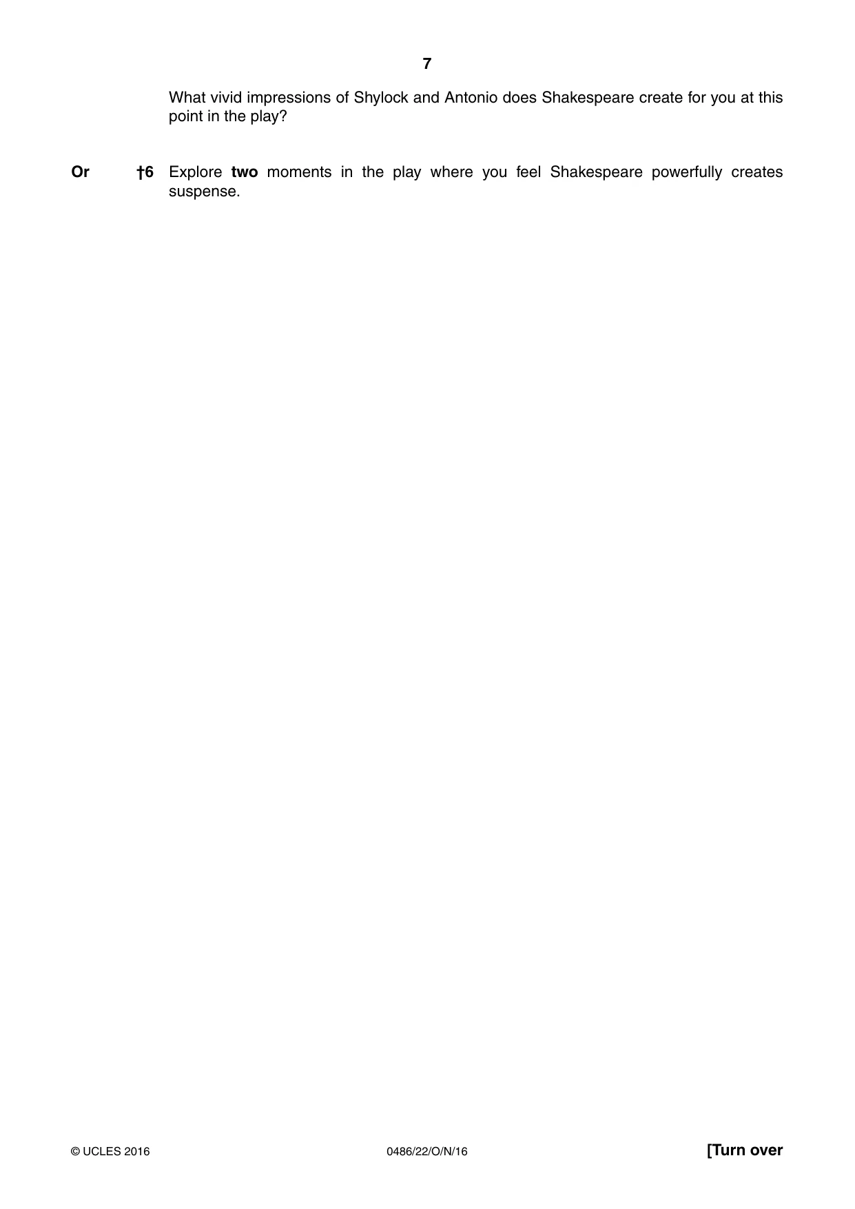 Cambridge IGCSE English - Literature 0486 2016 Oct/Nov Paper 2 · Variant 2 question paper, page 7 of 12