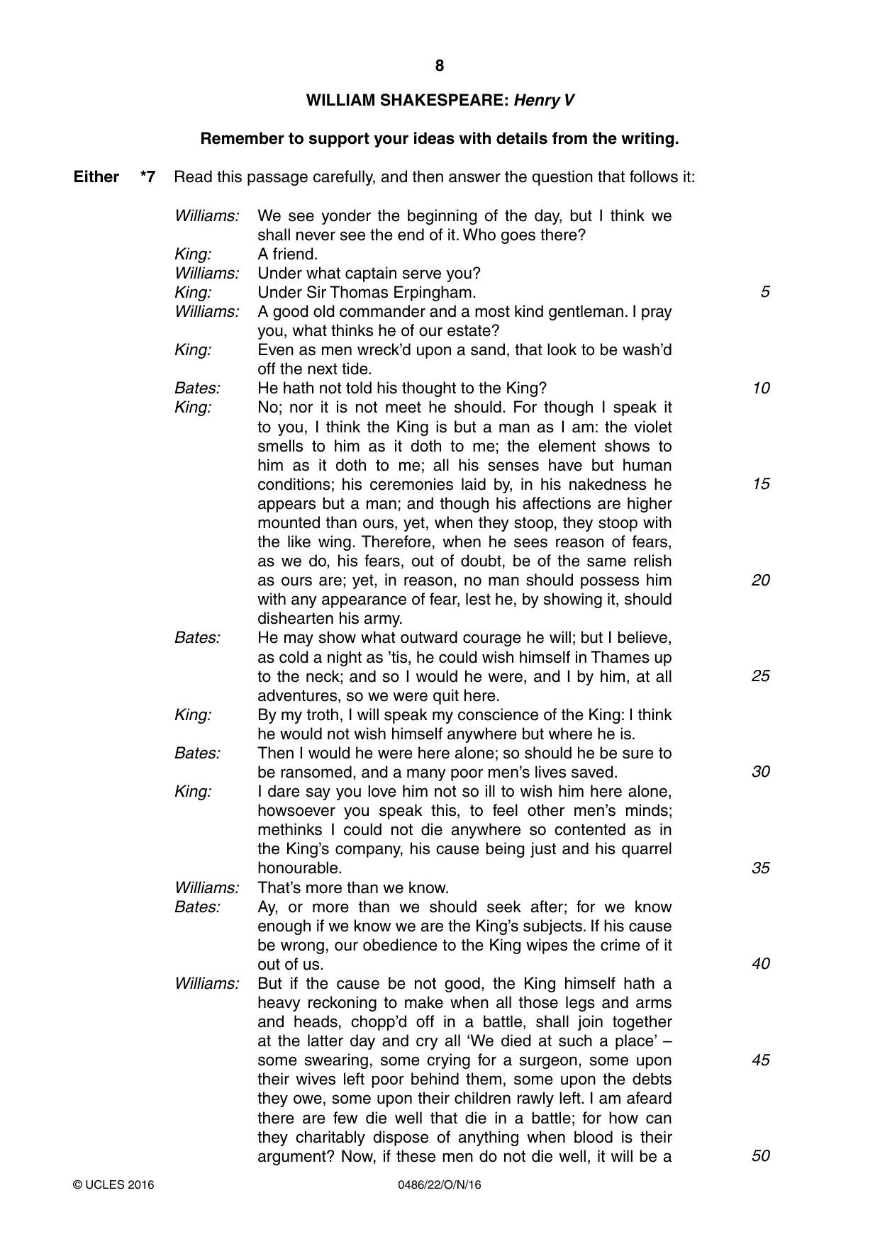 Cambridge IGCSE English - Literature 0486 2016 Oct/Nov Paper 2 · Variant 2 question paper, page 8 of 12