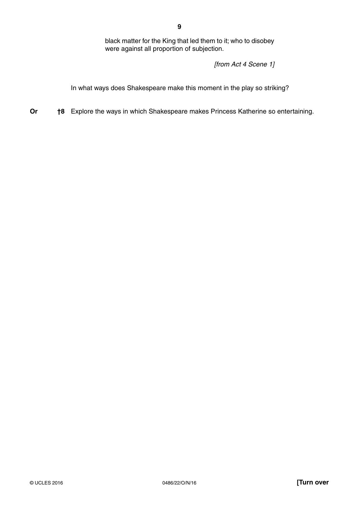 Cambridge IGCSE English - Literature 0486 2016 Oct/Nov Paper 2 · Variant 2 question paper, page 9 of 12