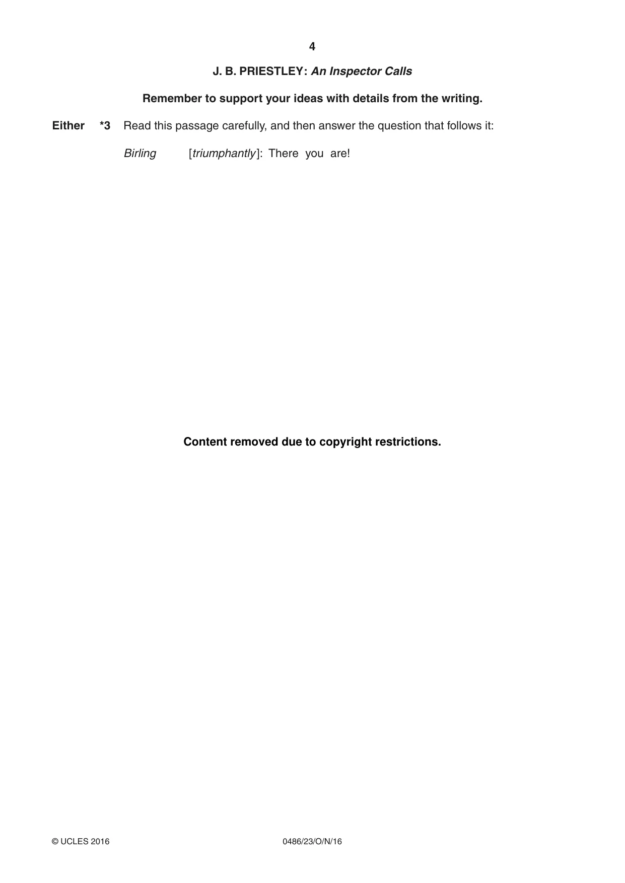 Cambridge IGCSE English - Literature 0486 2016 Oct/Nov Paper 2 · Variant 3 question paper, page 4 of 12