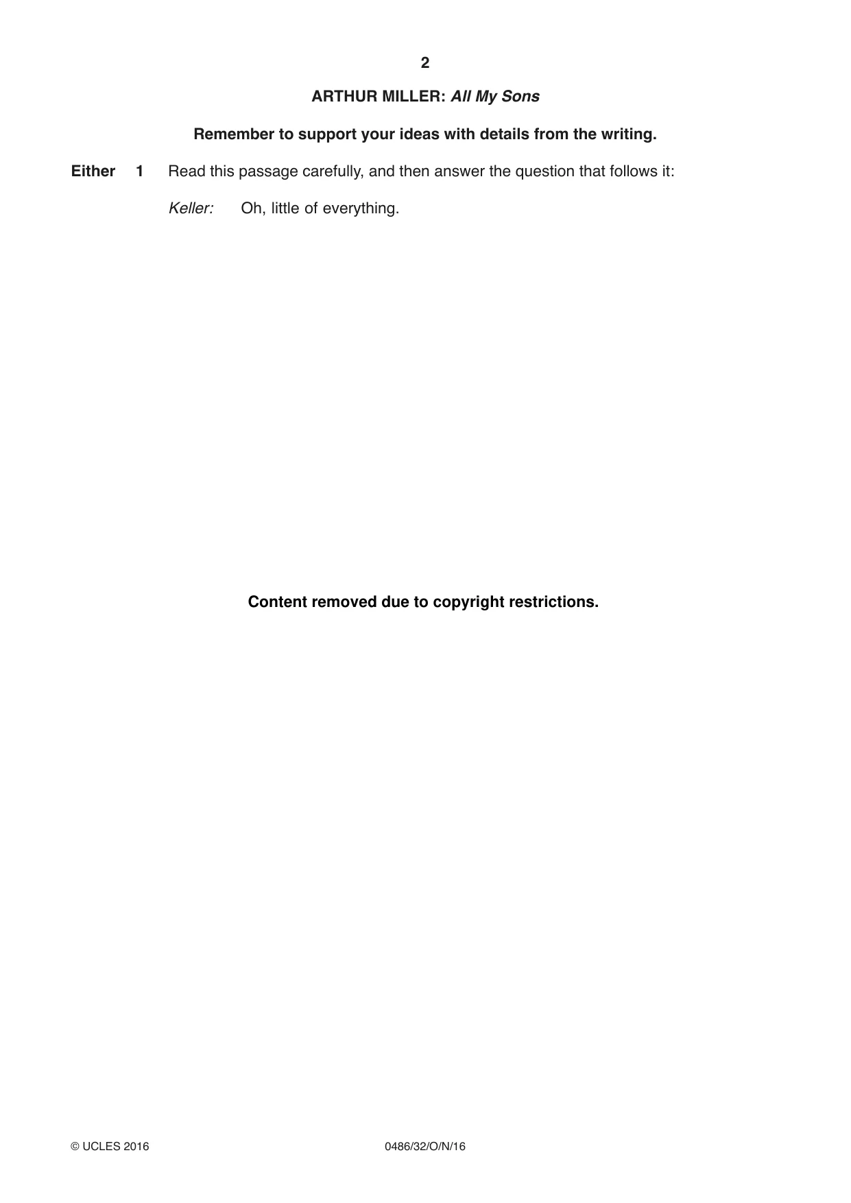 Cambridge IGCSE English - Literature 0486 2016 Oct/Nov Paper 3 · Variant 2 question paper, page 2 of 12