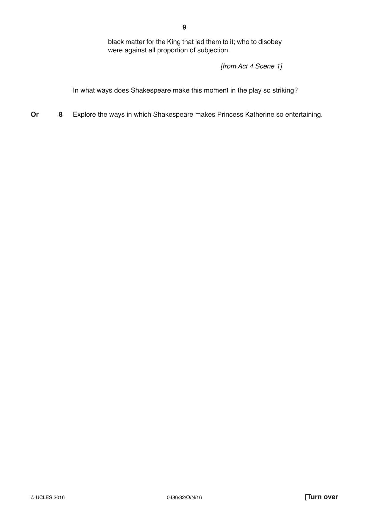 Cambridge IGCSE English - Literature 0486 2016 Oct/Nov Paper 3 · Variant 2 question paper, page 9 of 12