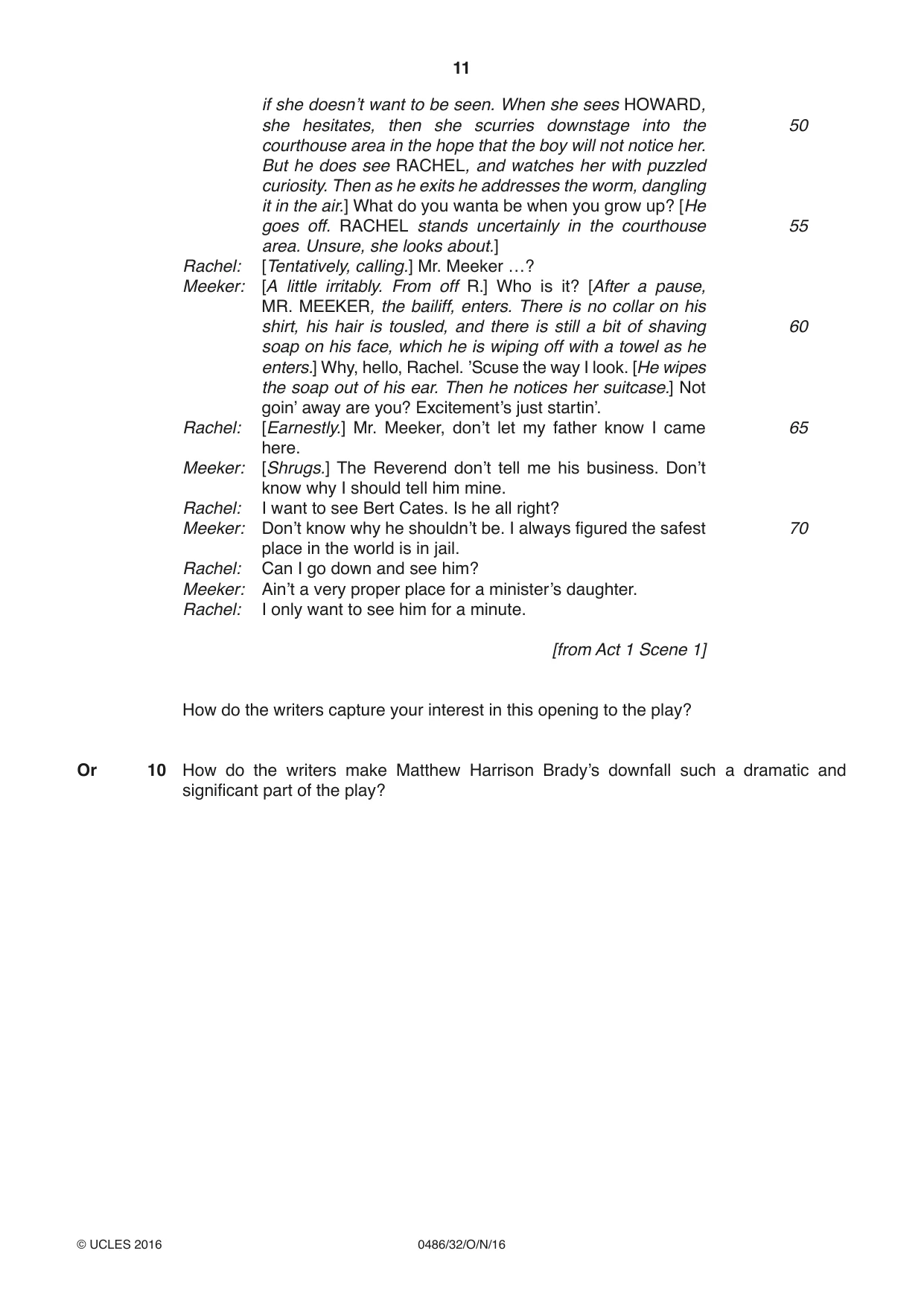 Cambridge IGCSE English - Literature 0486 2016 Oct/Nov Paper 3 · Variant 2 question paper, page 11 of 12
