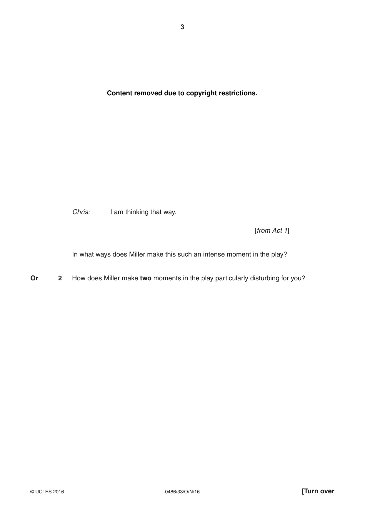 Cambridge IGCSE English - Literature 0486 2016 Oct/Nov Paper 3 · Variant 3 question paper, page 3 of 12