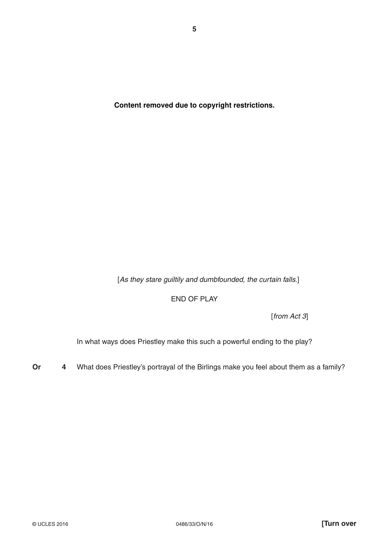 Cambridge IGCSE English - Literature 0486 2016 Oct/Nov Paper 3 · Variant 3 question paper, page 5 of 12