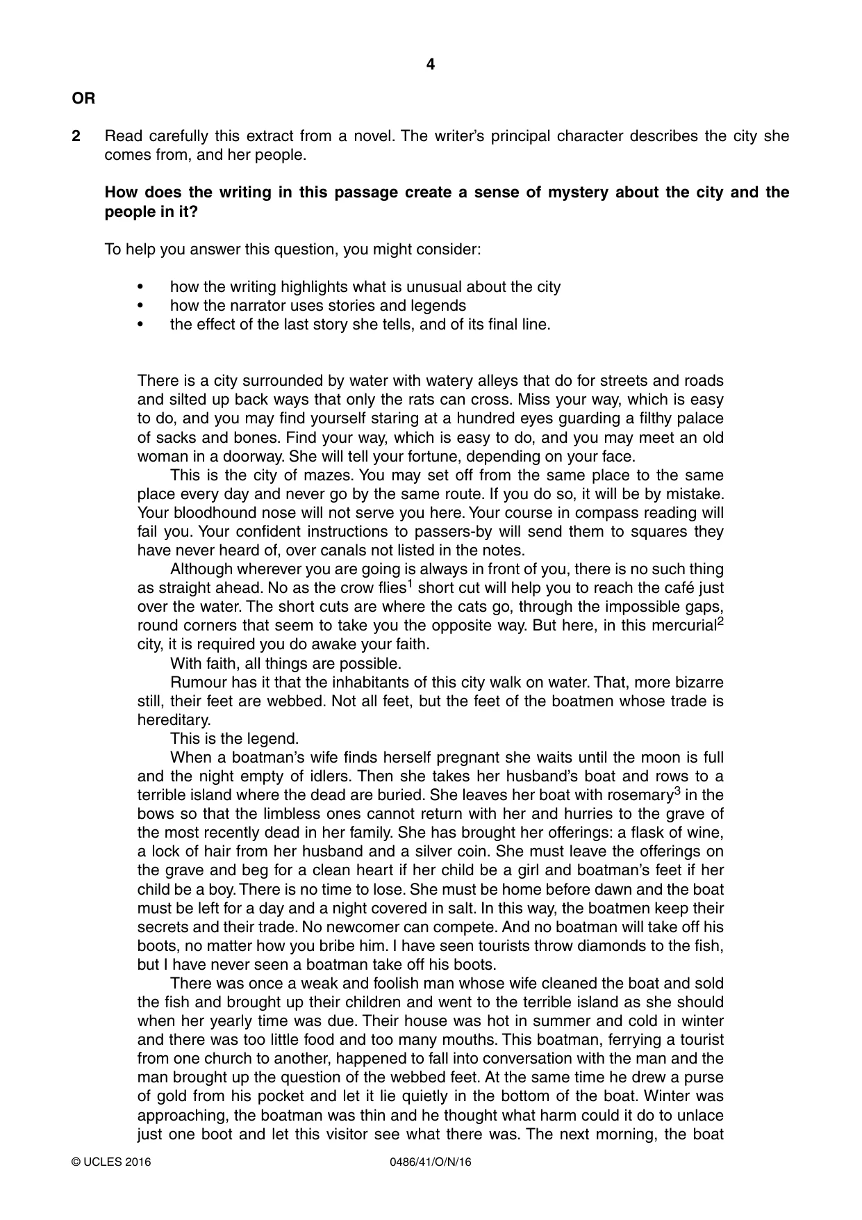 Cambridge IGCSE English - Literature 0486 2016 Oct/Nov Paper 4 · Variant 1 question paper, page 4 of 8