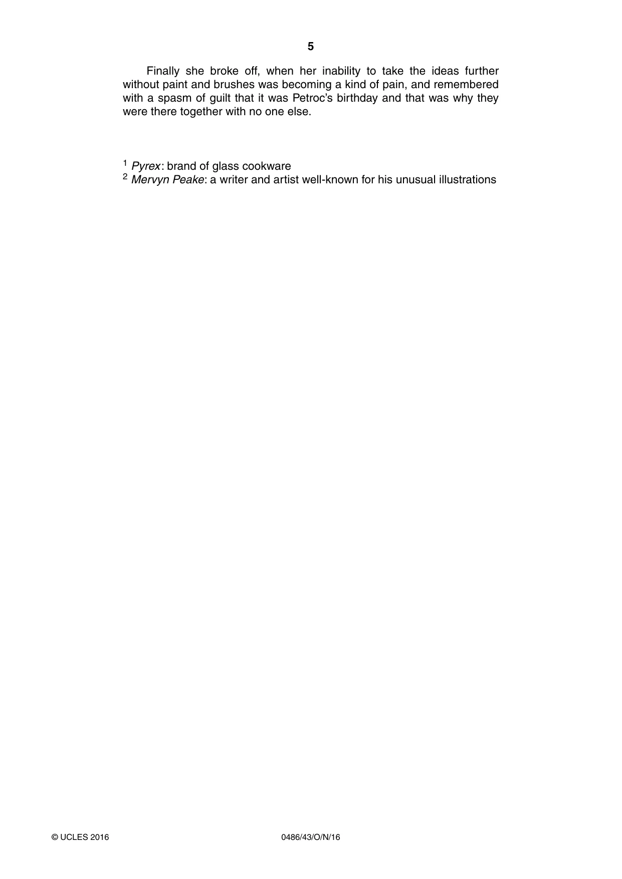 Cambridge IGCSE English - Literature 0486 2016 Oct/Nov Paper 4 · Variant 3 question paper, page 5 of 8