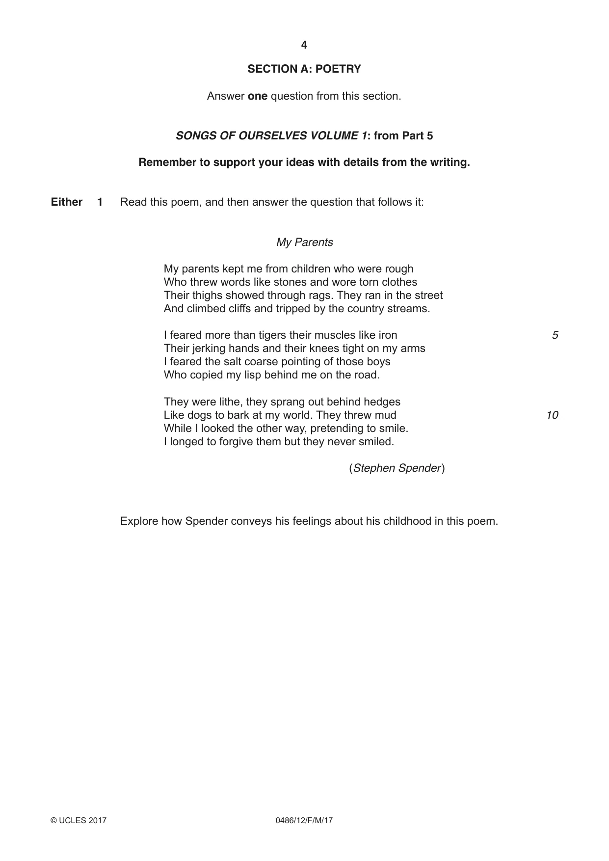 Cambridge IGCSE English - Literature 0486 2017 Feb/March Paper 1 · Variant 2 question paper, page 4 of 28