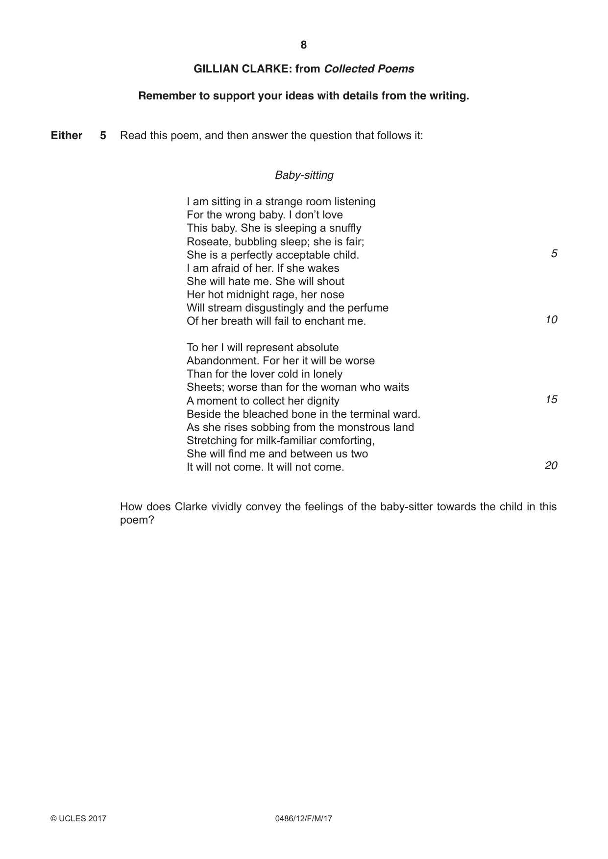 Cambridge IGCSE English - Literature 0486 2017 Feb/March Paper 1 · Variant 2 question paper, page 8 of 28