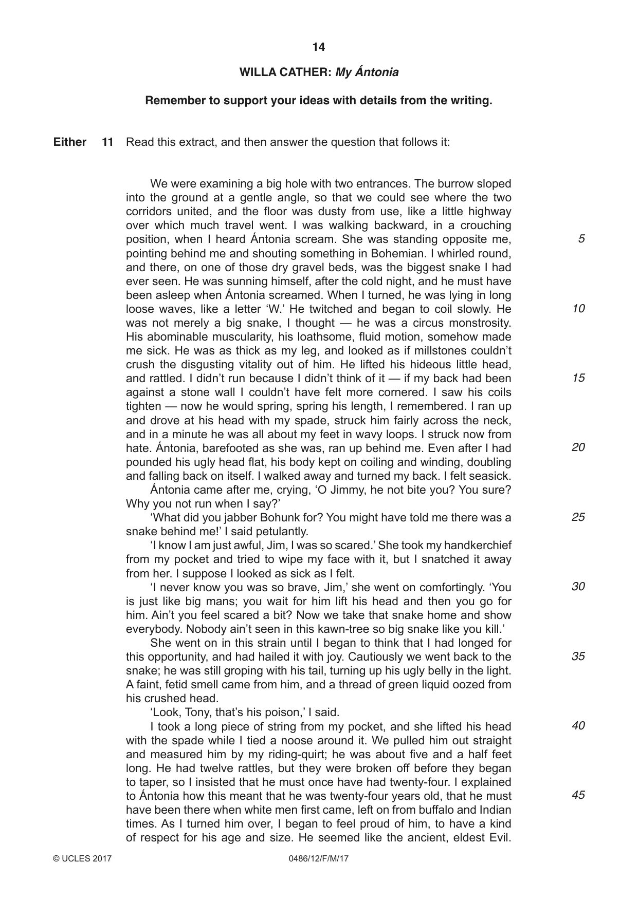 Cambridge IGCSE English - Literature 0486 2017 Feb/March Paper 1 · Variant 2 question paper, page 14 of 28