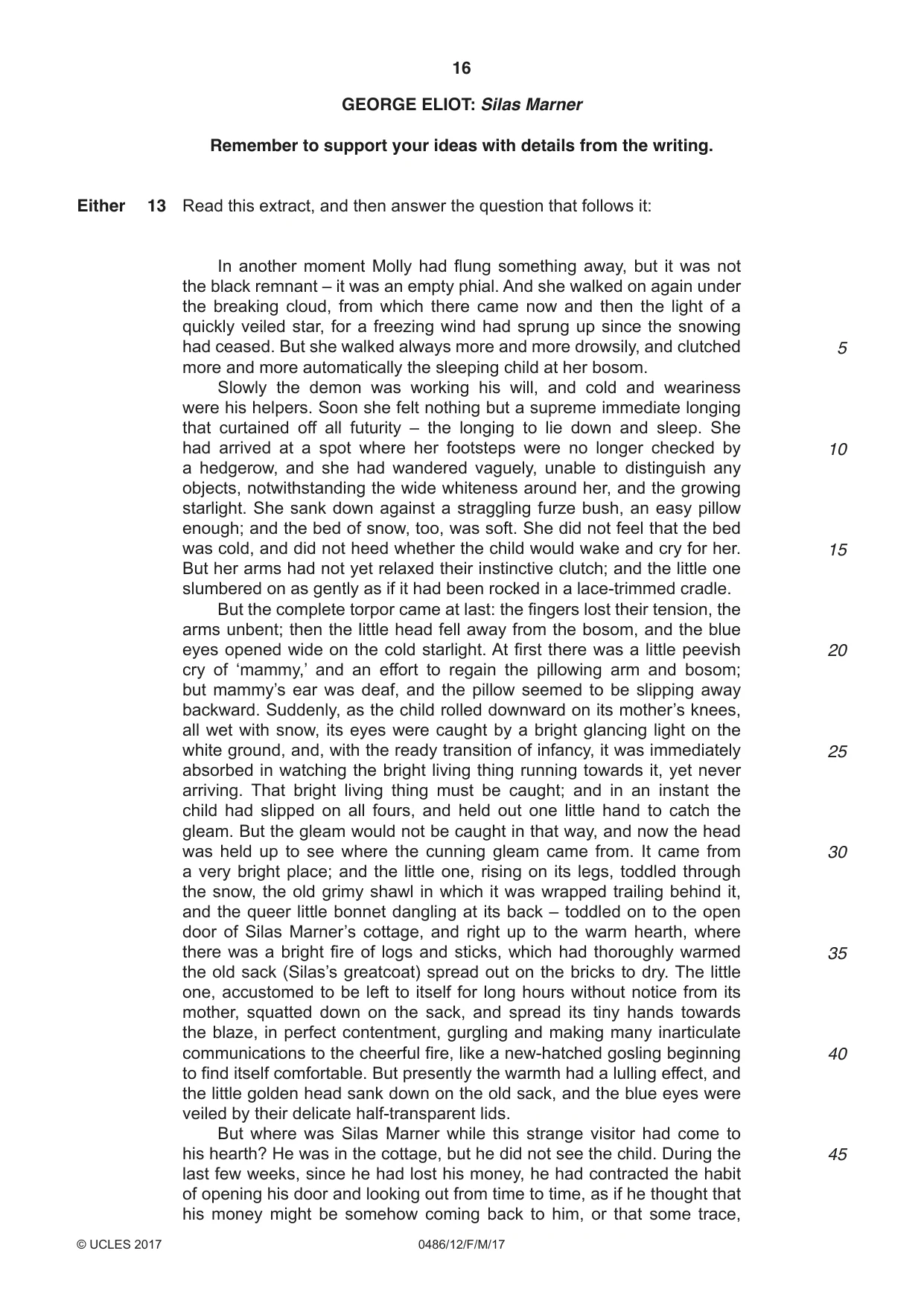 Cambridge IGCSE English - Literature 0486 2017 Feb/March Paper 1 · Variant 2 question paper, page 16 of 28