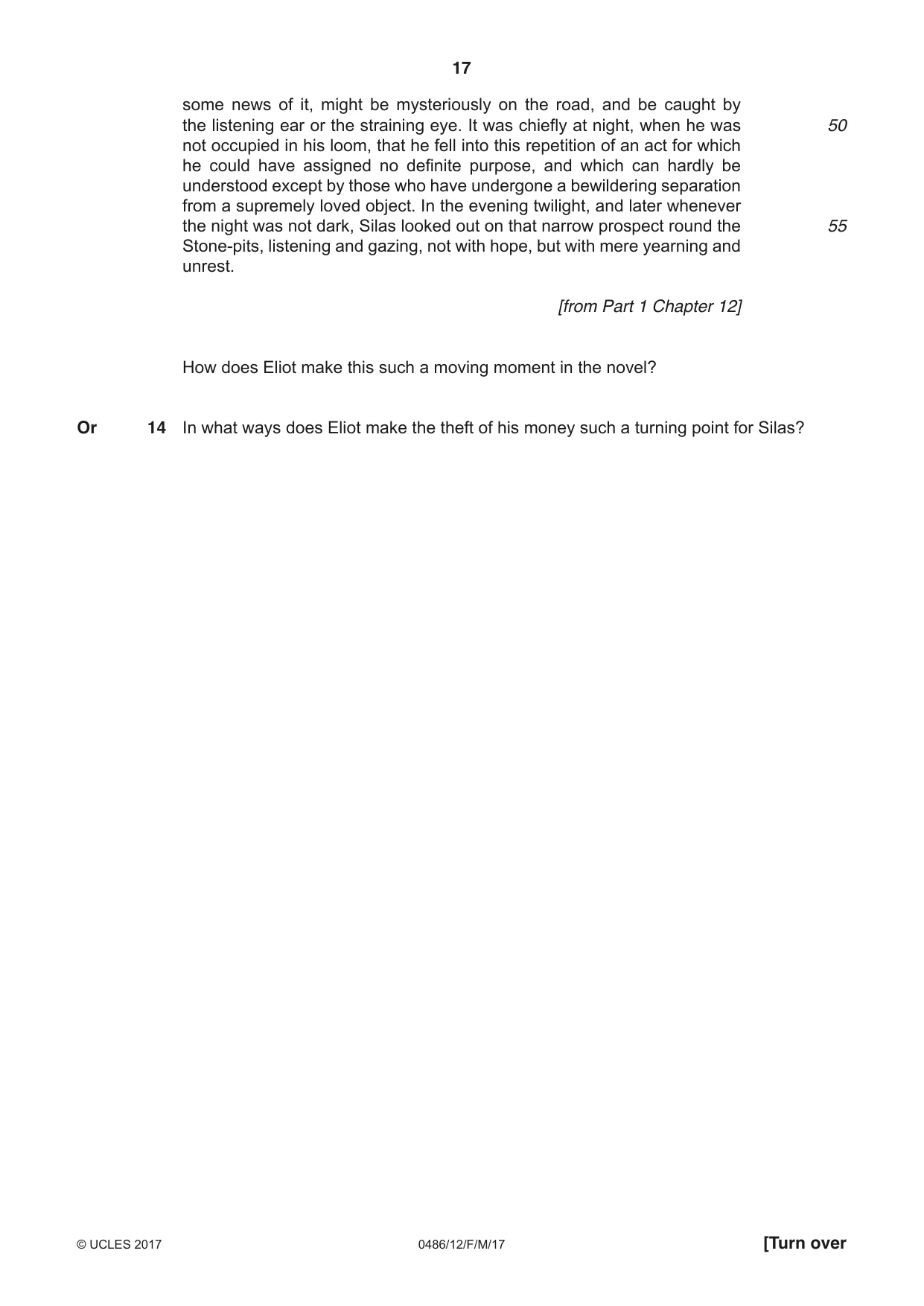 Cambridge IGCSE English - Literature 0486 2017 Feb/March Paper 1 · Variant 2 question paper, page 17 of 28