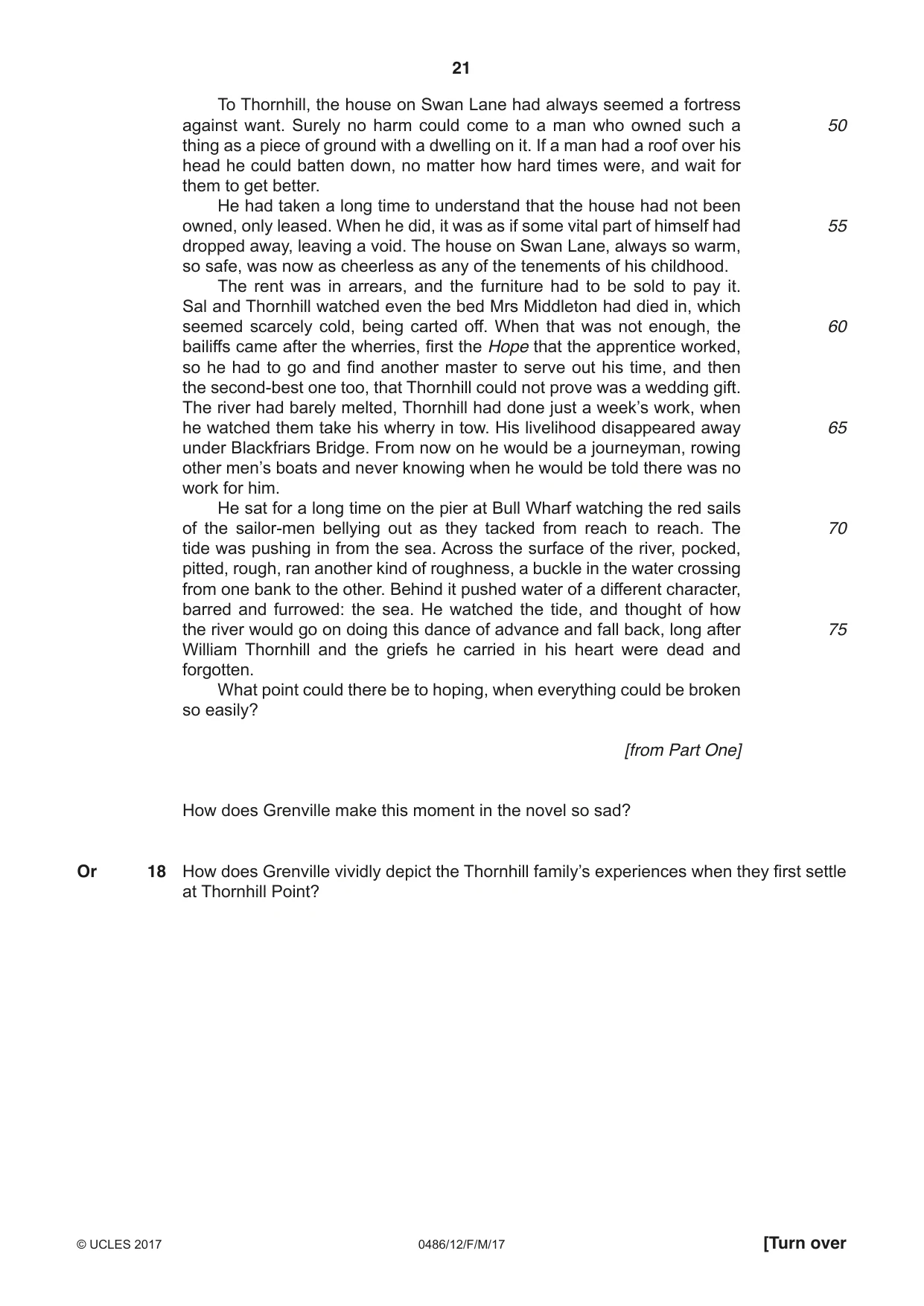 Cambridge IGCSE English - Literature 0486 2017 Feb/March Paper 1 · Variant 2 question paper, page 21 of 28