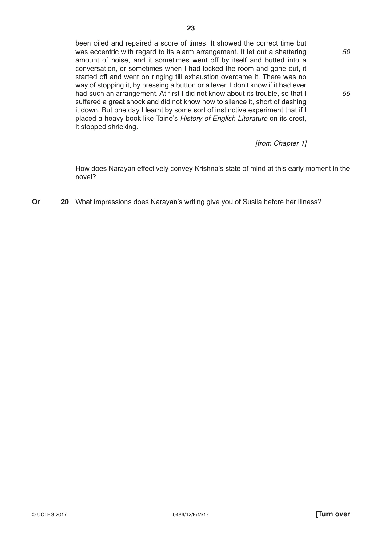 Cambridge IGCSE English - Literature 0486 2017 Feb/March Paper 1 · Variant 2 question paper, page 23 of 28