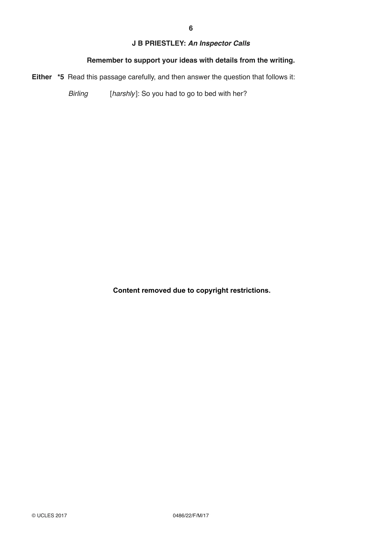 Cambridge IGCSE English - Literature 0486 2017 Feb/March Paper 2 · Variant 2 question paper, page 6 of 12