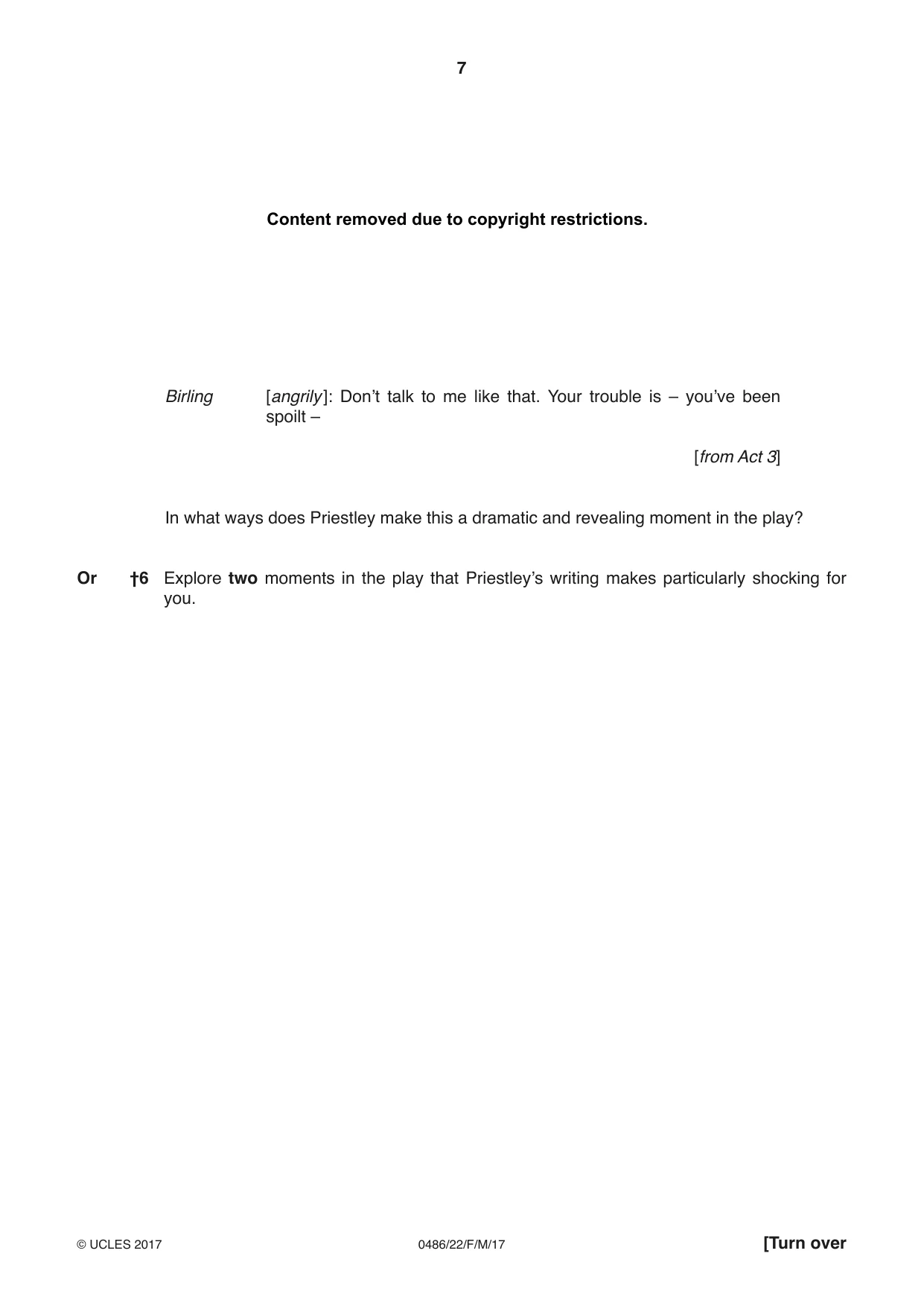 Cambridge IGCSE English - Literature 0486 2017 Feb/March Paper 2 · Variant 2 question paper, page 7 of 12