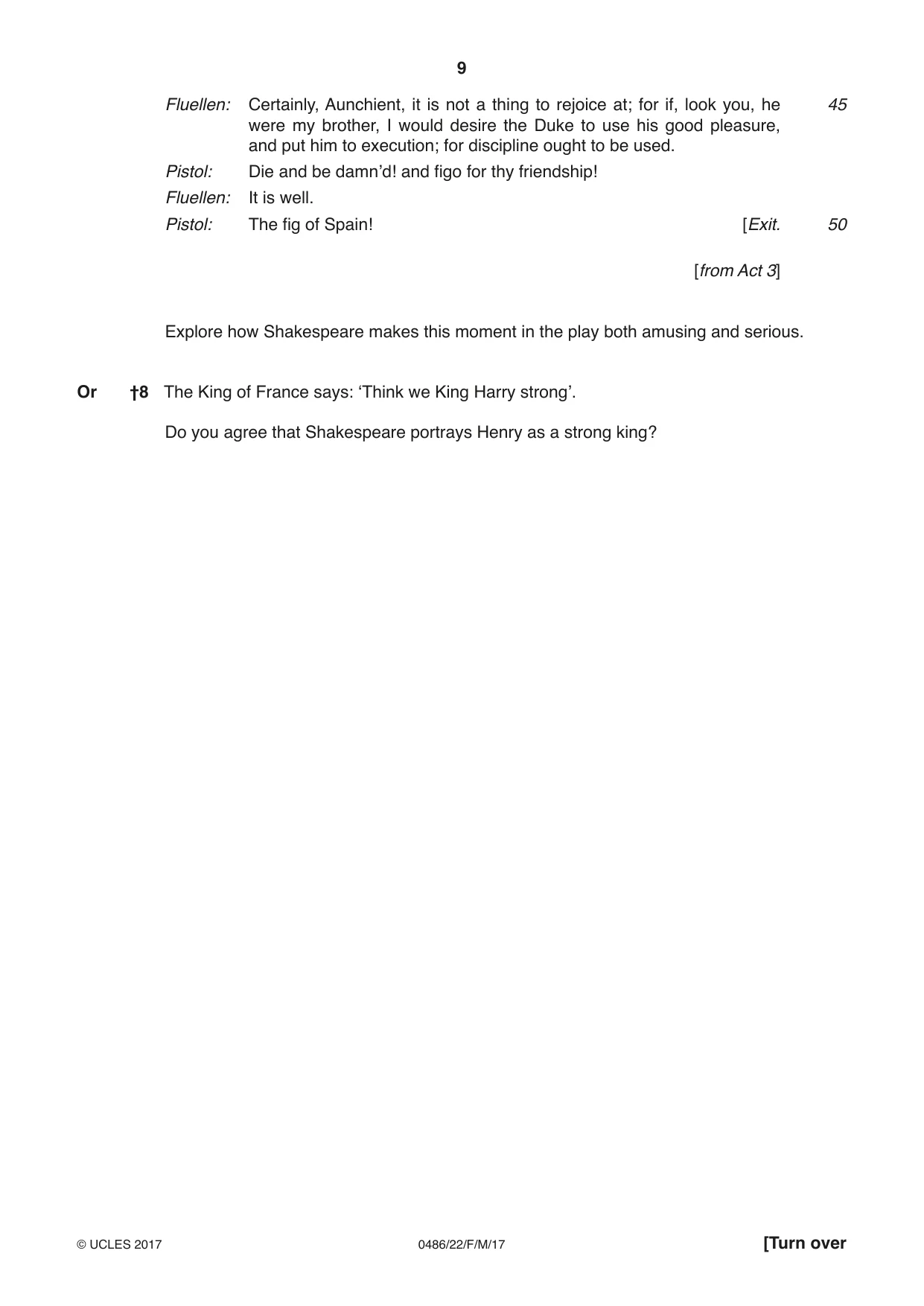 Cambridge IGCSE English - Literature 0486 2017 Feb/March Paper 2 · Variant 2 question paper, page 9 of 12