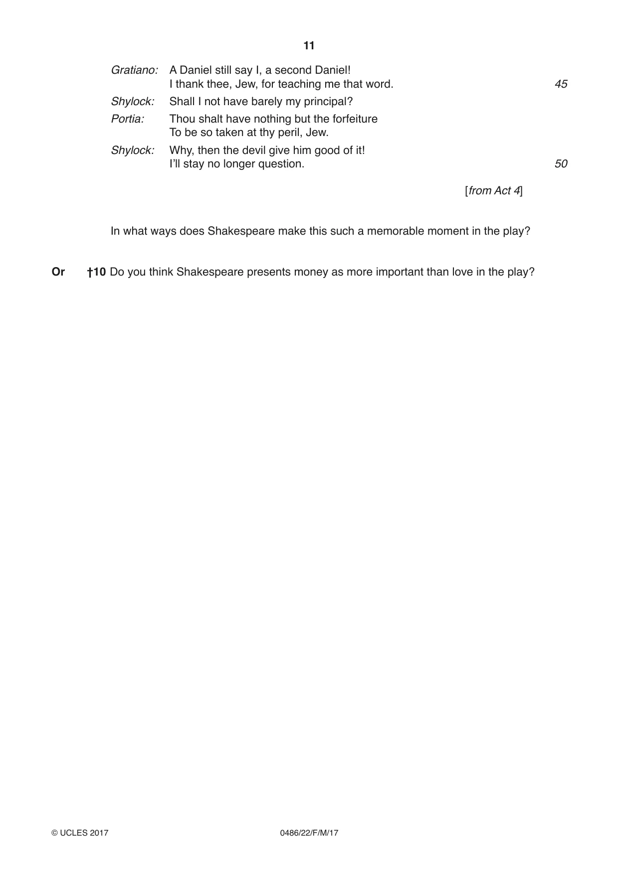 Cambridge IGCSE English - Literature 0486 2017 Feb/March Paper 2 · Variant 2 question paper, page 11 of 12