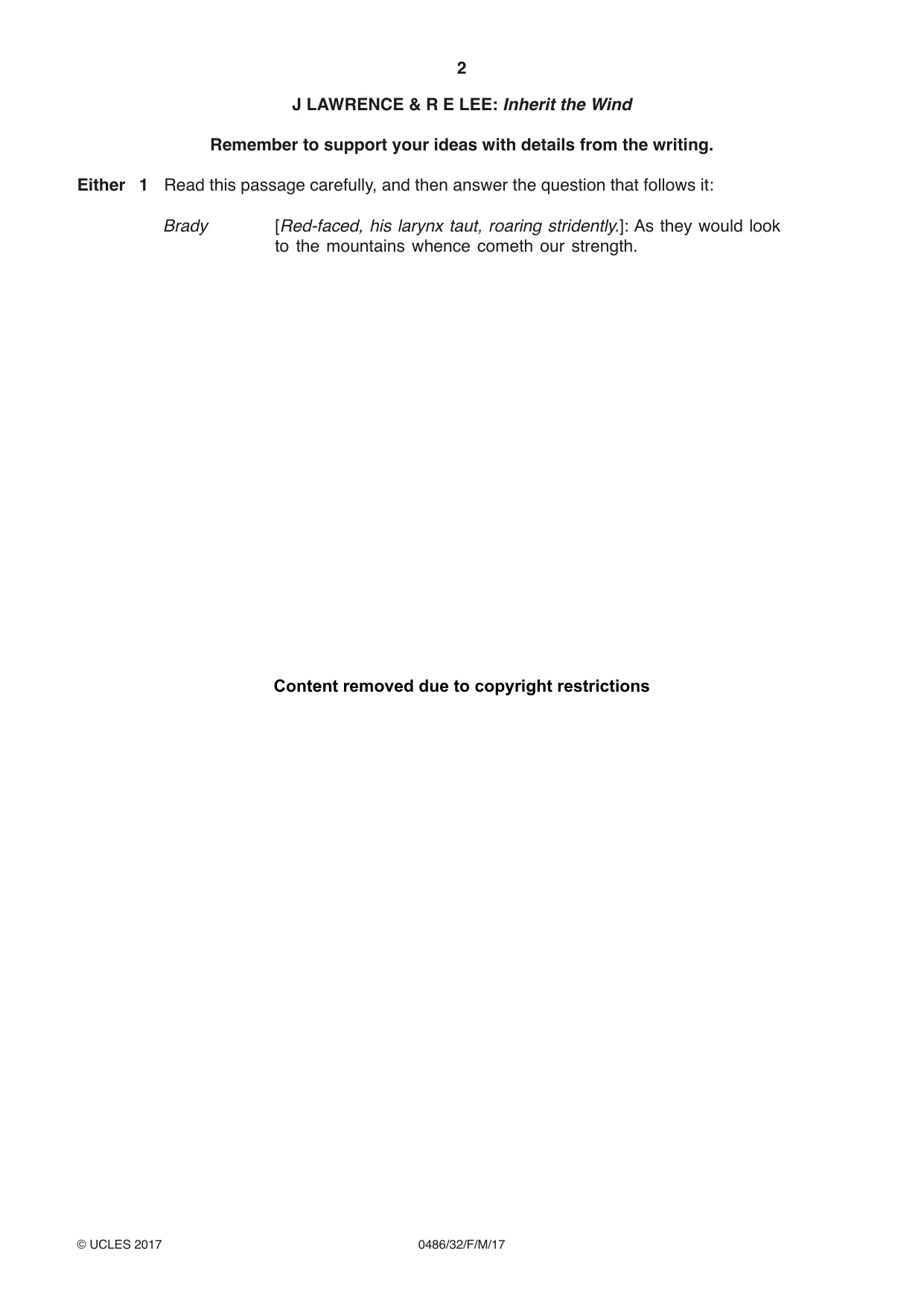 Cambridge IGCSE English - Literature 0486 2017 Feb/March Paper 3 · Variant 2 question paper, page 2 of 12