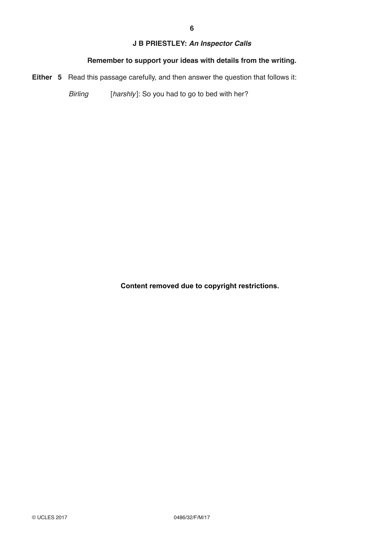 Cambridge IGCSE English - Literature 0486 2017 Feb/March Paper 3 · Variant 2 question paper, page 6 of 12