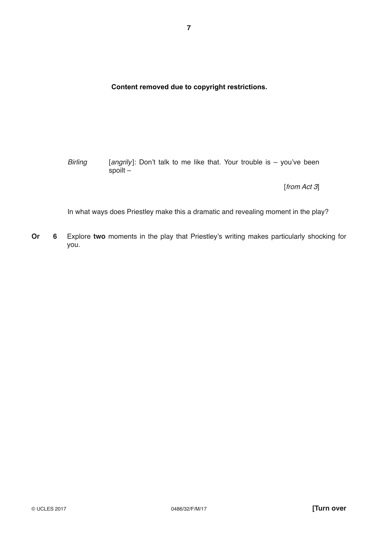 Cambridge IGCSE English - Literature 0486 2017 Feb/March Paper 3 · Variant 2 question paper, page 7 of 12