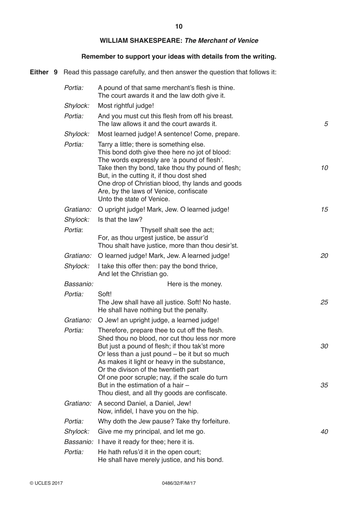 Cambridge IGCSE English - Literature 0486 2017 Feb/March Paper 3 · Variant 2 question paper, page 10 of 12