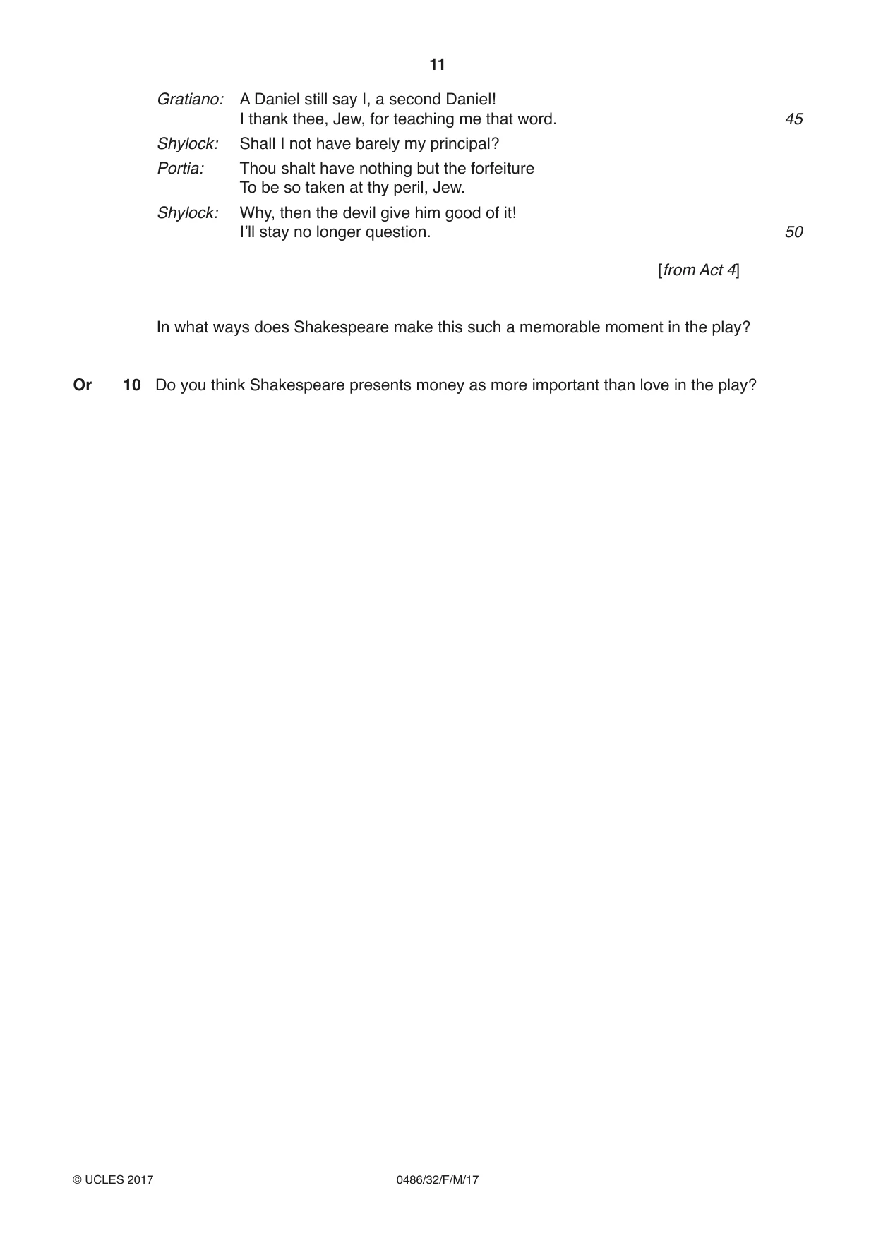Cambridge IGCSE English - Literature 0486 2017 Feb/March Paper 3 · Variant 2 question paper, page 11 of 12