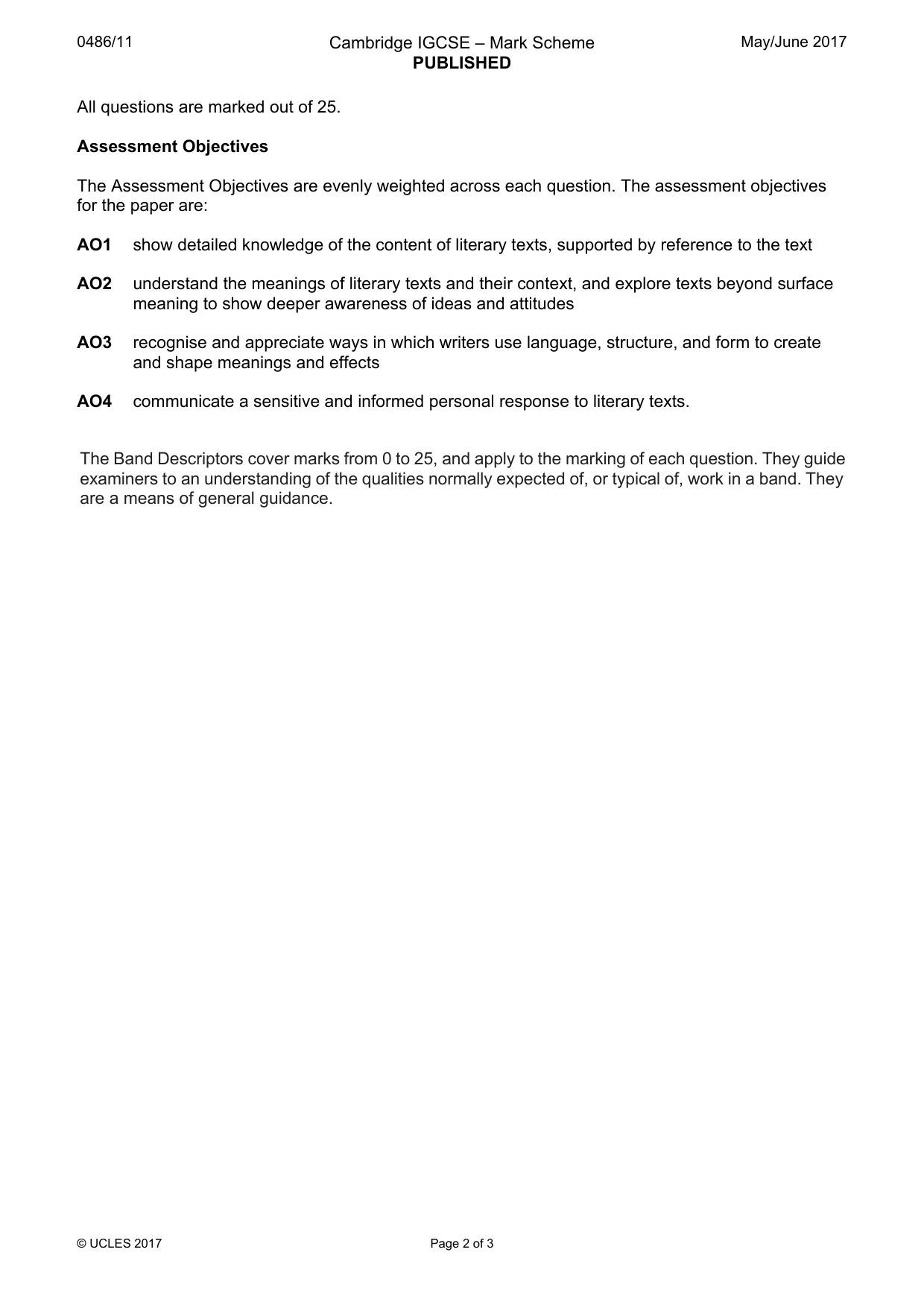 Mark scheme, page 2 of 3