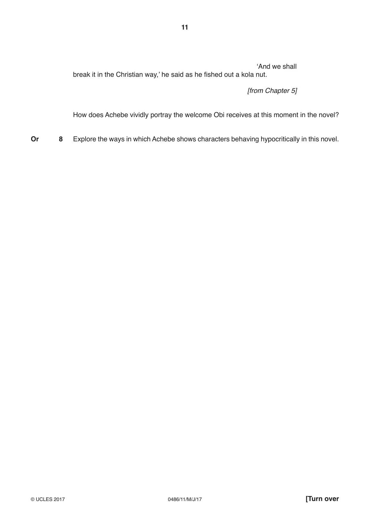 Cambridge IGCSE English - Literature 0486 2017 May/June Paper 1 · Variant 1 question paper, page 11 of 28
