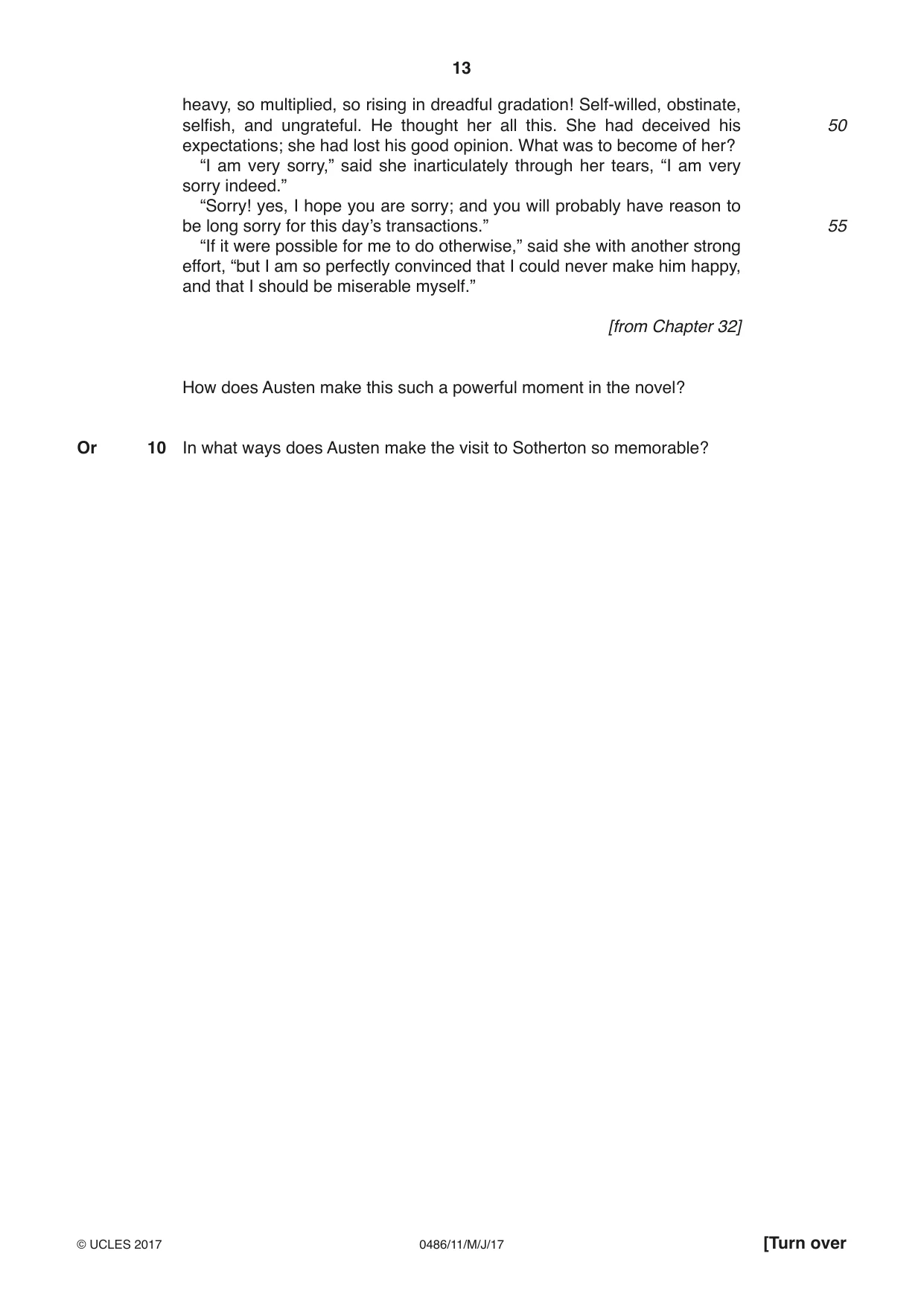 Cambridge IGCSE English - Literature 0486 2017 May/June Paper 1 · Variant 1 question paper, page 13 of 28