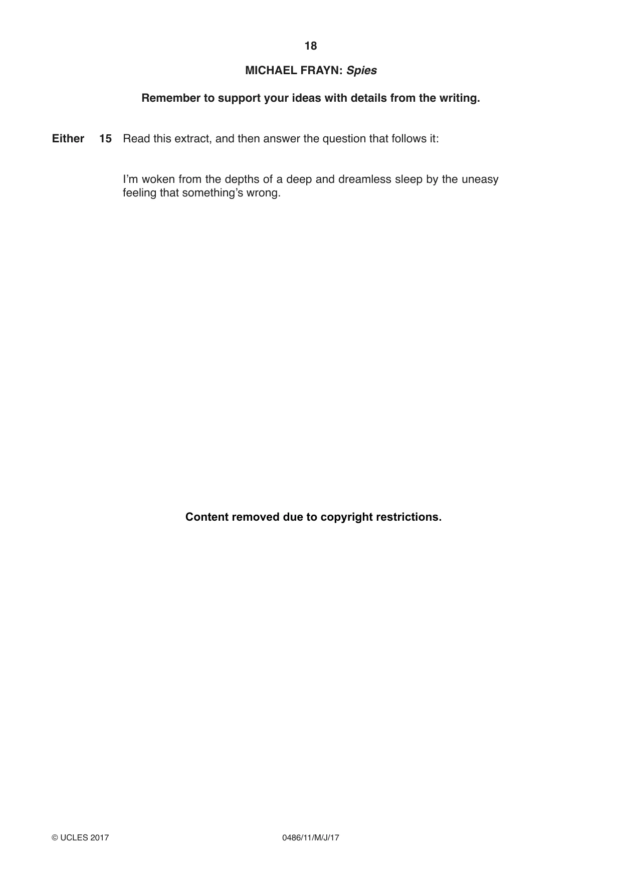 Cambridge IGCSE English - Literature 0486 2017 May/June Paper 1 · Variant 1 question paper, page 18 of 28