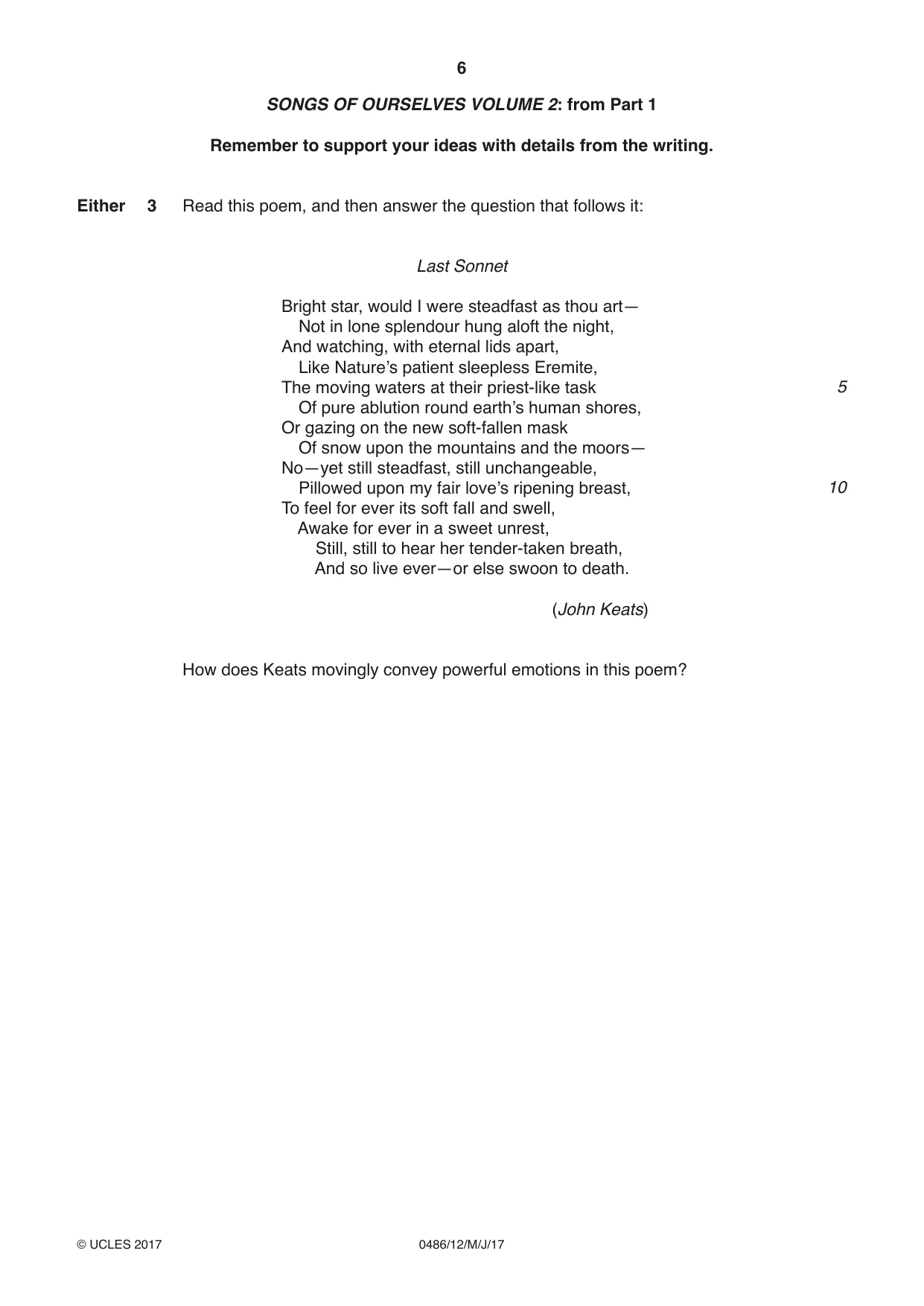 Cambridge IGCSE English - Literature 0486 2017 May/June Paper 1 · Variant 2 question paper, page 6 of 28