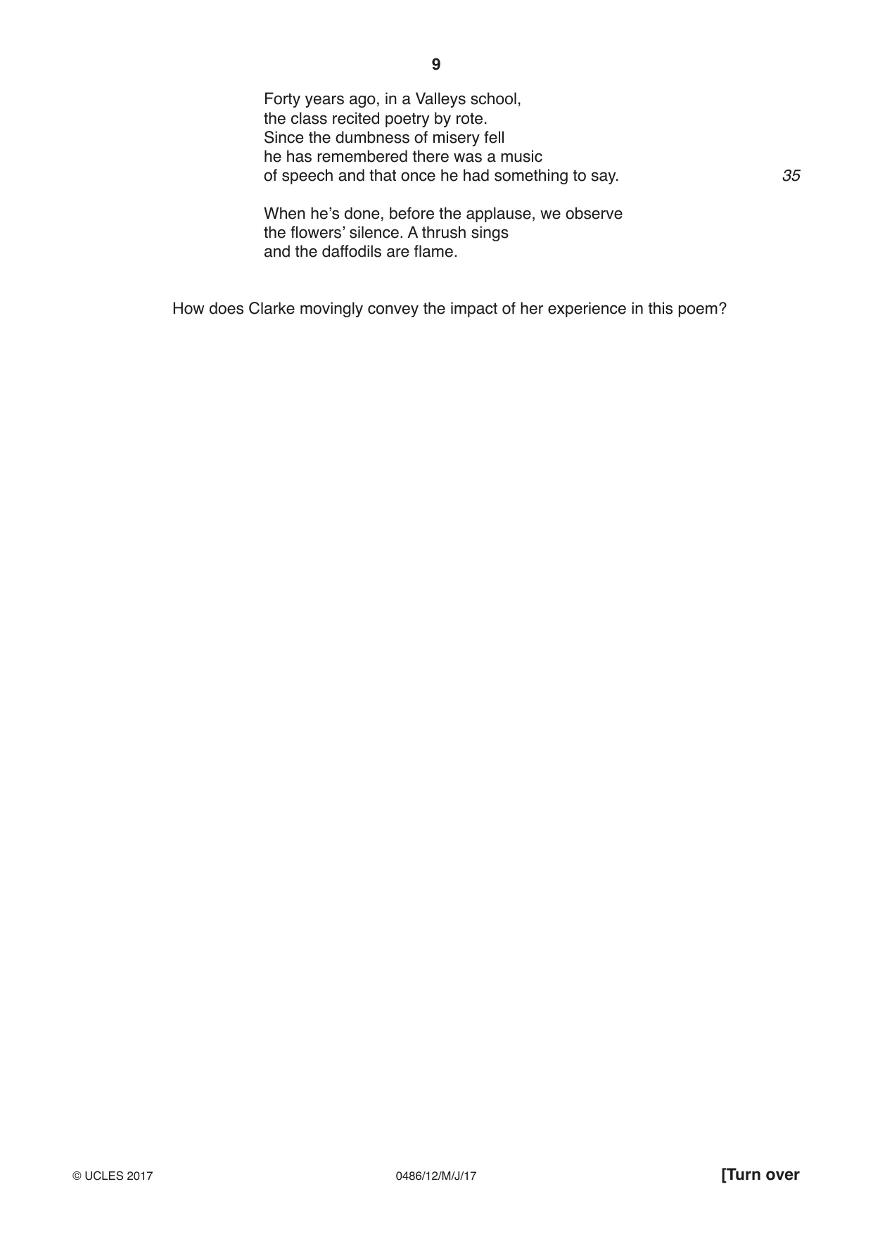 Cambridge IGCSE English - Literature 0486 2017 May/June Paper 1 · Variant 2 question paper, page 9 of 28