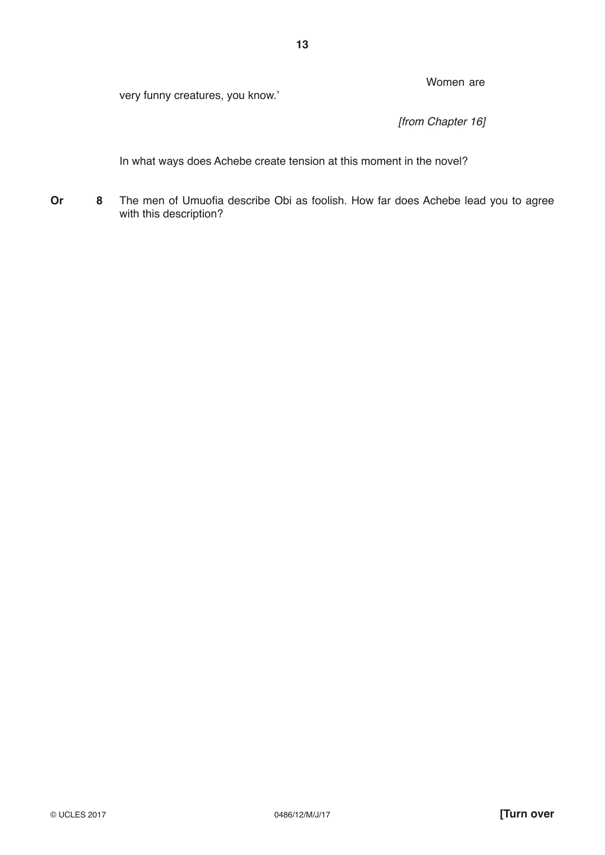 Cambridge IGCSE English - Literature 0486 2017 May/June Paper 1 · Variant 2 question paper, page 13 of 28