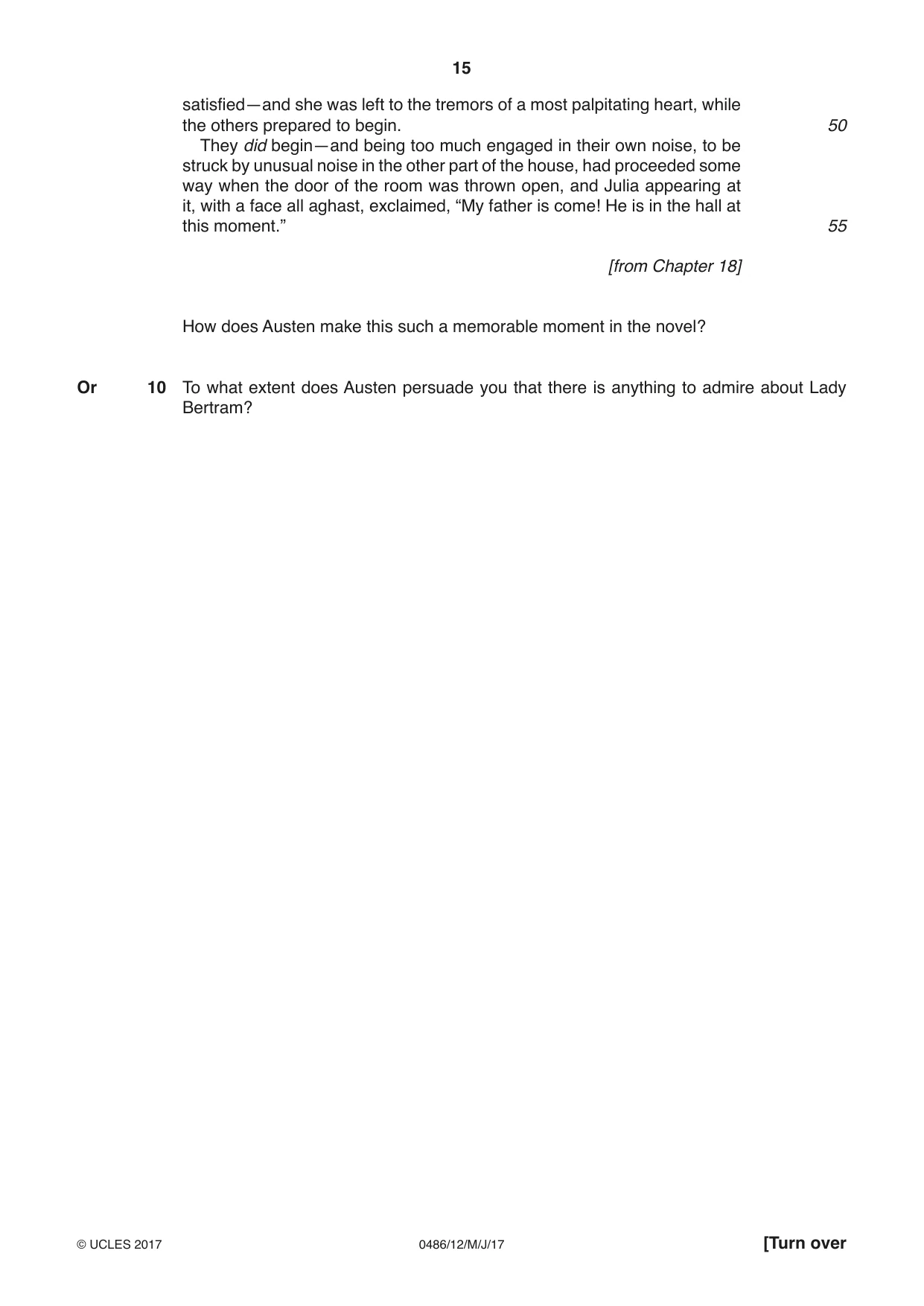 Cambridge IGCSE English - Literature 0486 2017 May/June Paper 1 · Variant 2 question paper, page 15 of 28
