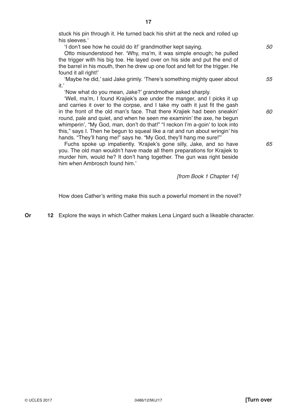 Cambridge IGCSE English - Literature 0486 2017 May/June Paper 1 · Variant 2 question paper, page 17 of 28
