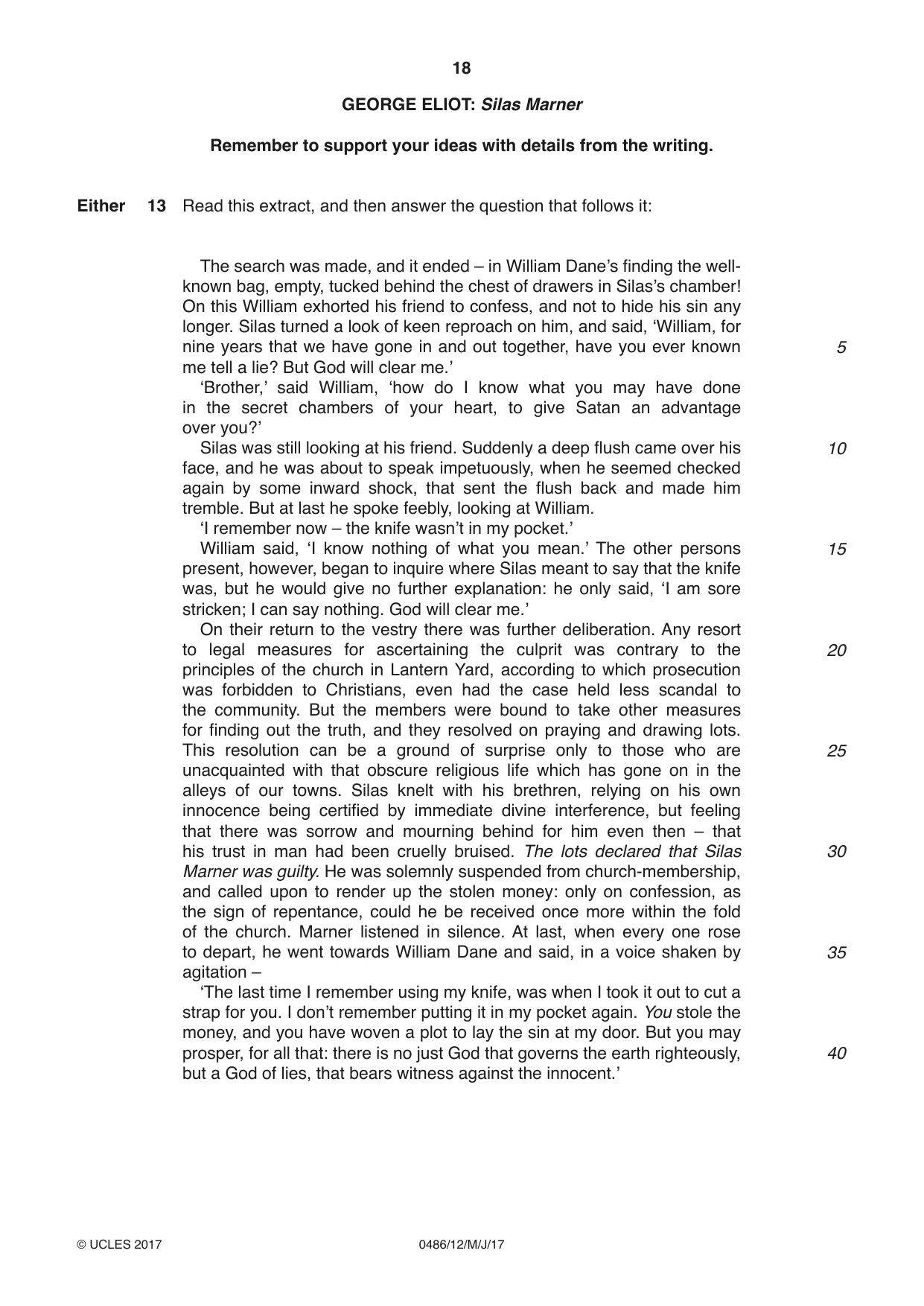 Cambridge IGCSE English - Literature 0486 2017 May/June Paper 1 · Variant 2 question paper, page 18 of 28
