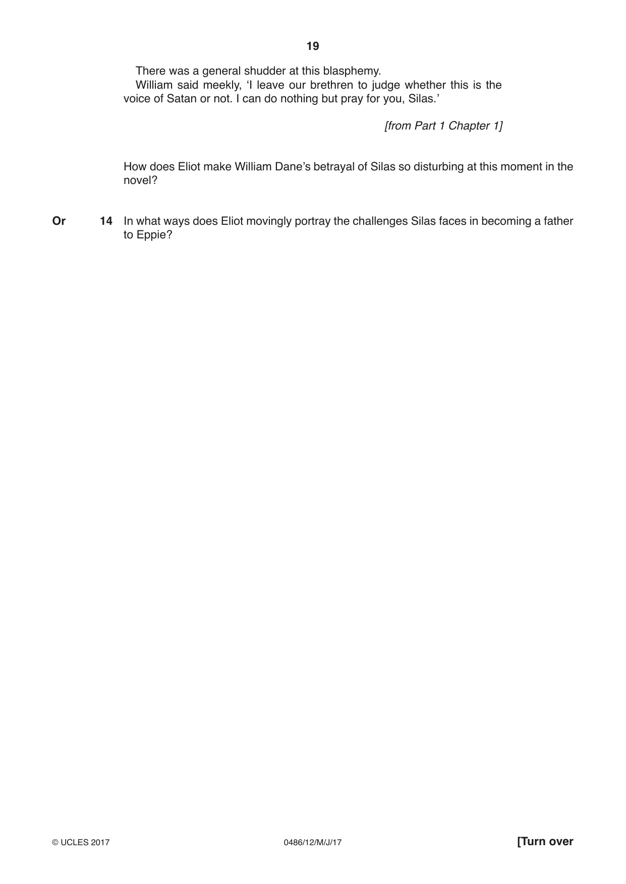 Cambridge IGCSE English - Literature 0486 2017 May/June Paper 1 · Variant 2 question paper, page 19 of 28