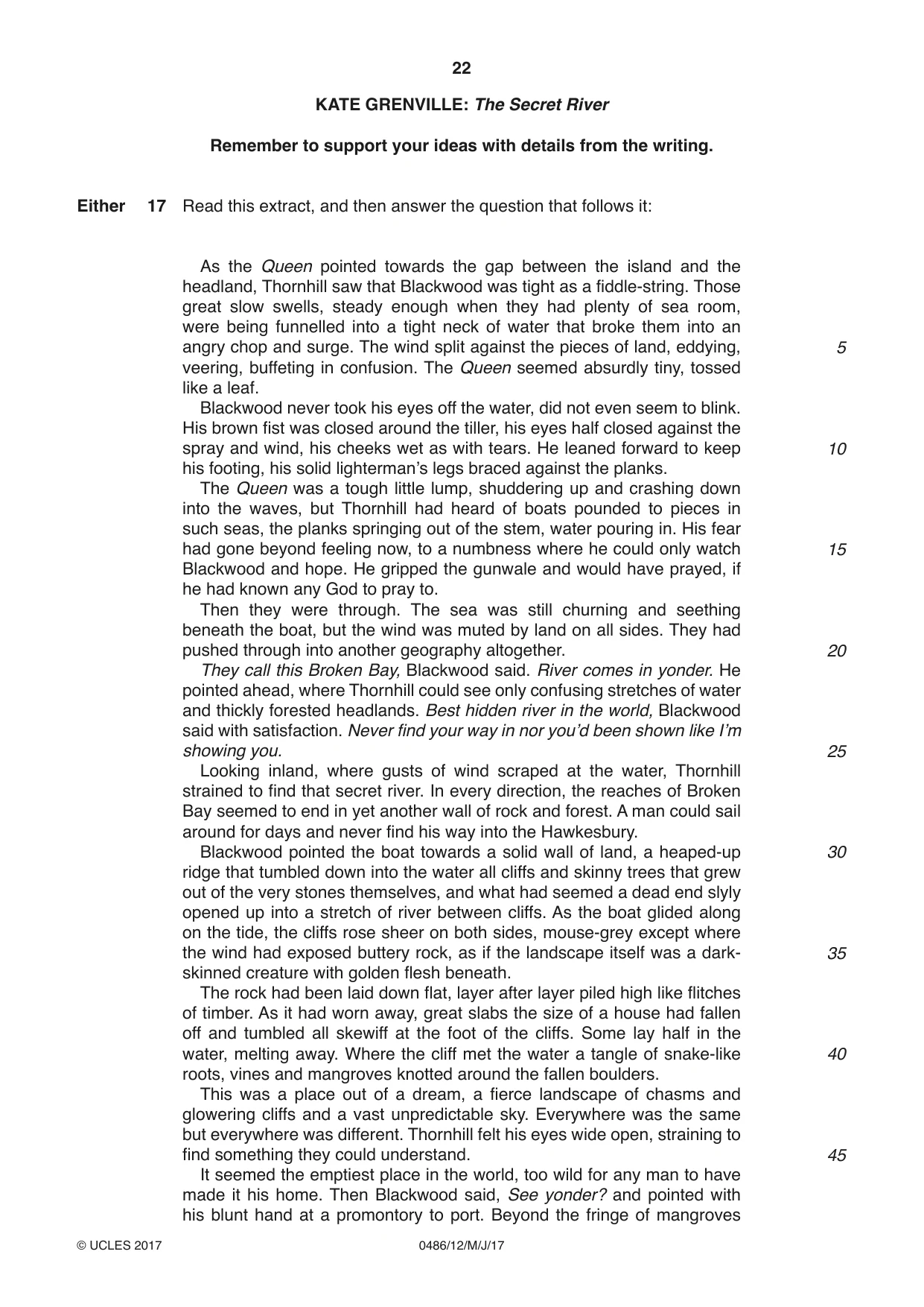Cambridge IGCSE English - Literature 0486 2017 May/June Paper 1 · Variant 2 question paper, page 22 of 28
