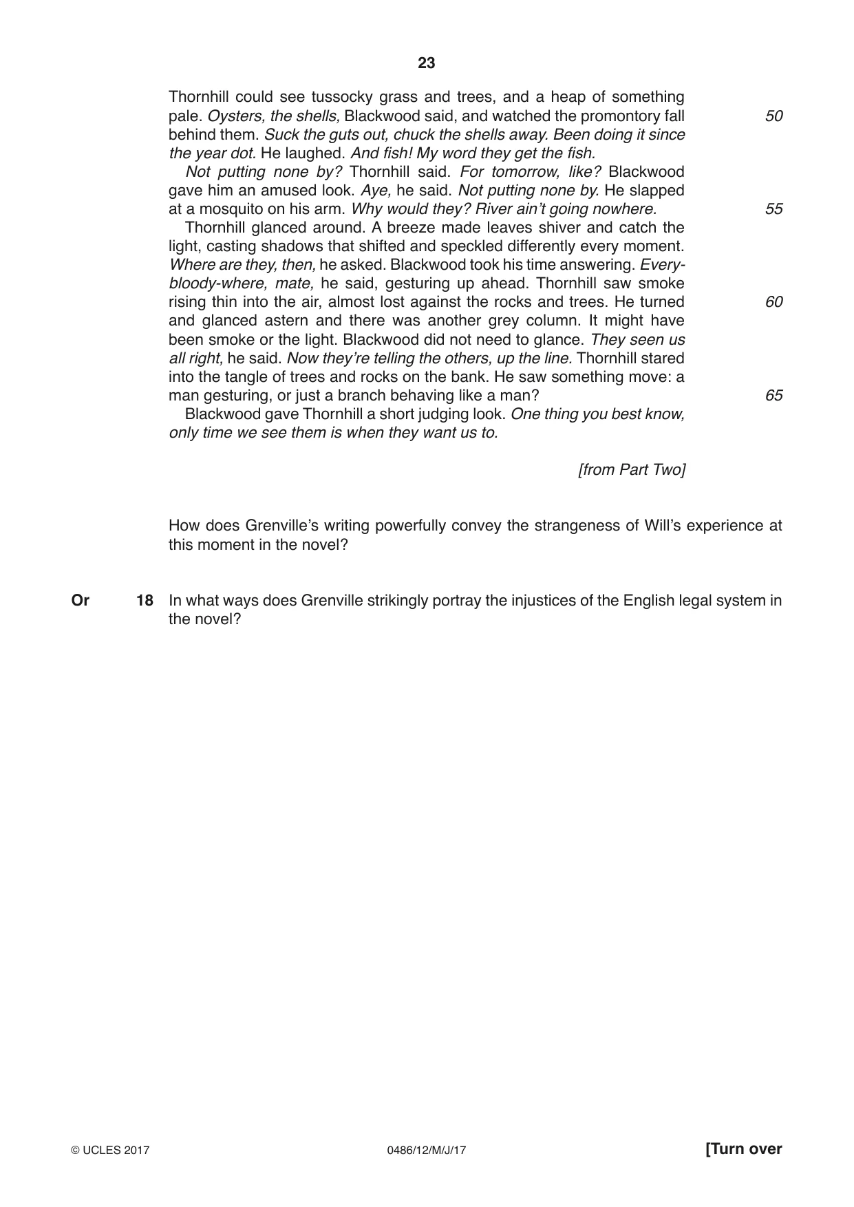 Cambridge IGCSE English - Literature 0486 2017 May/June Paper 1 · Variant 2 question paper, page 23 of 28