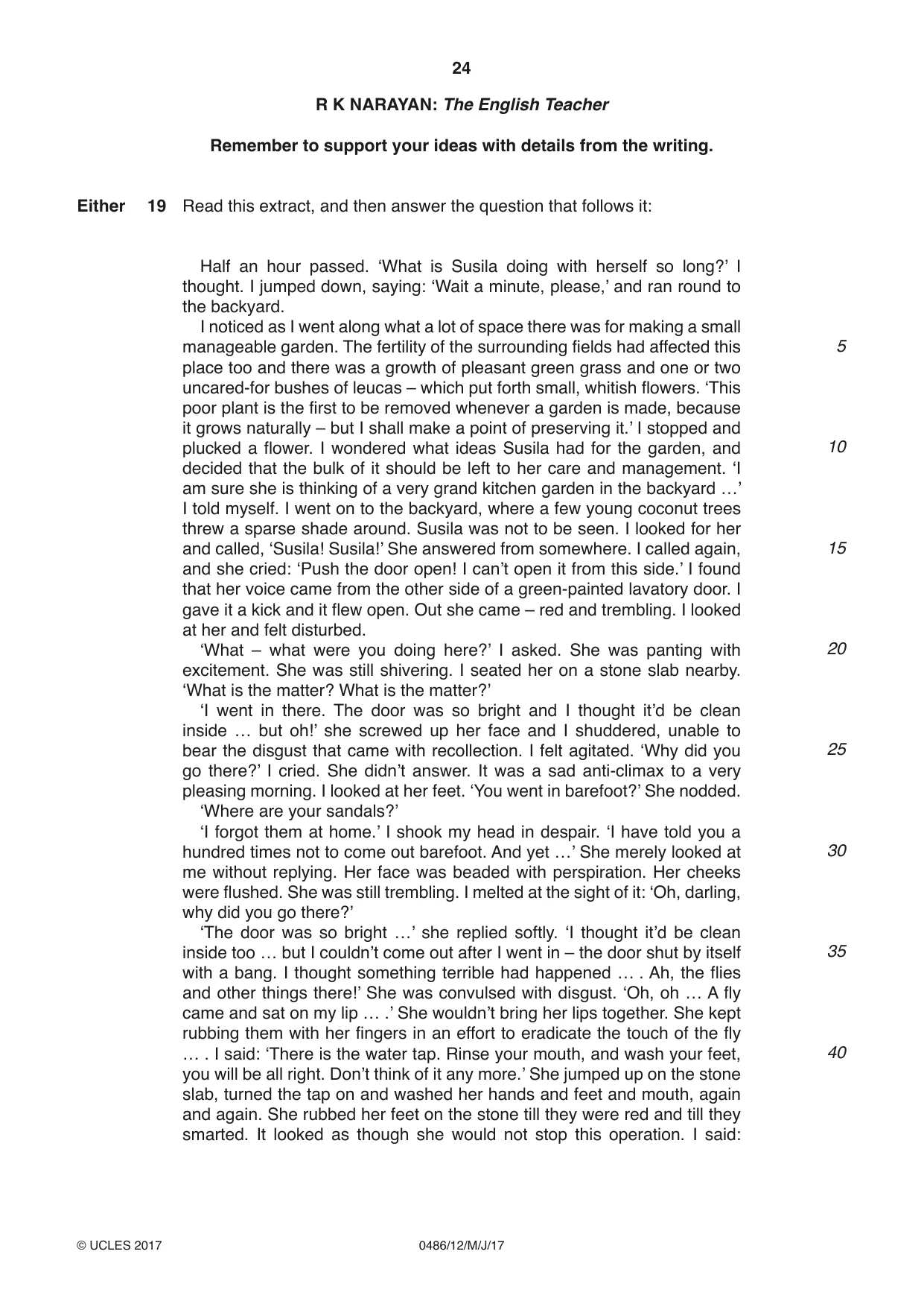 Cambridge IGCSE English - Literature 0486 2017 May/June Paper 1 · Variant 2 question paper, page 24 of 28