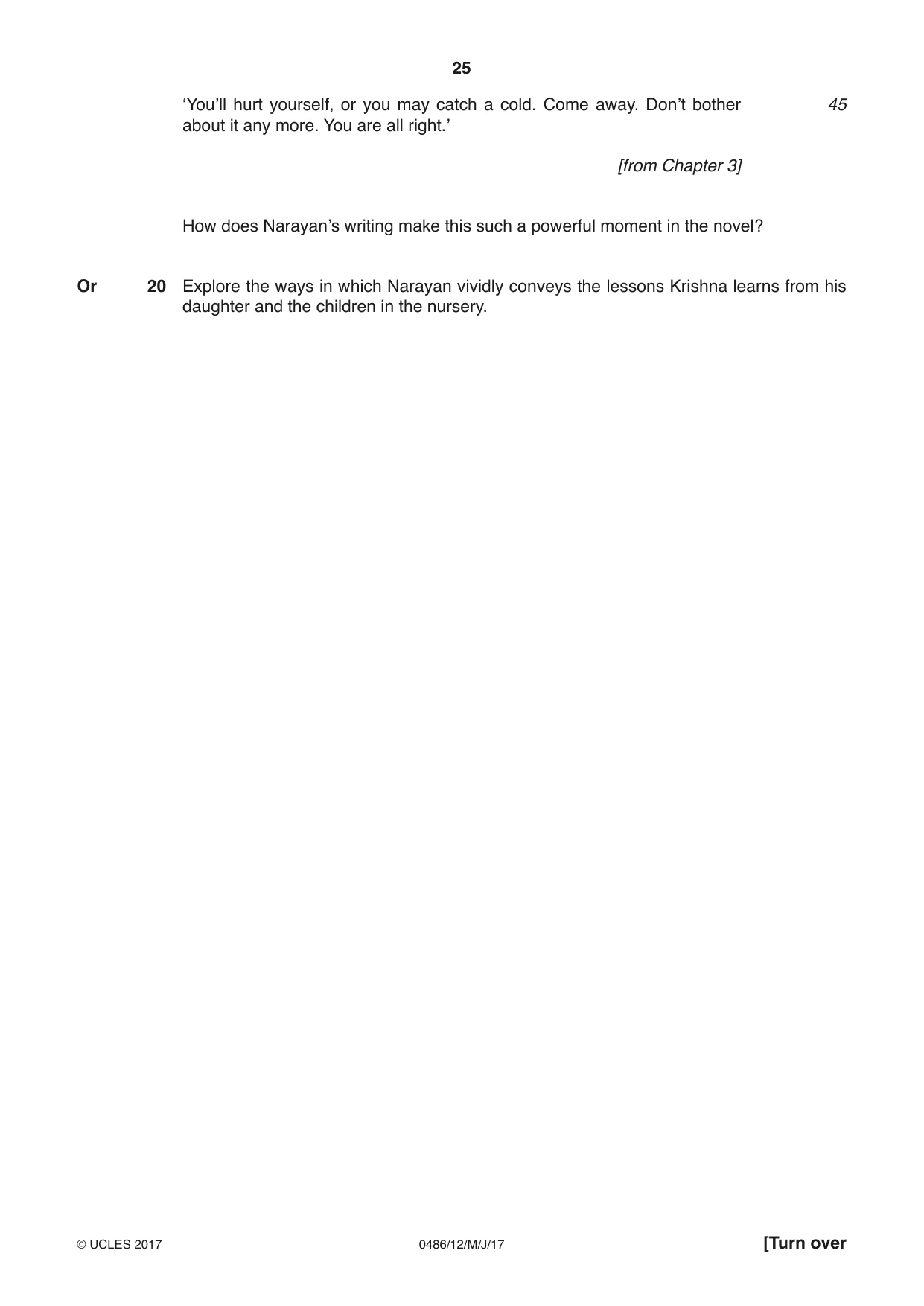 Cambridge IGCSE English - Literature 0486 2017 May/June Paper 1 · Variant 2 question paper, page 25 of 28