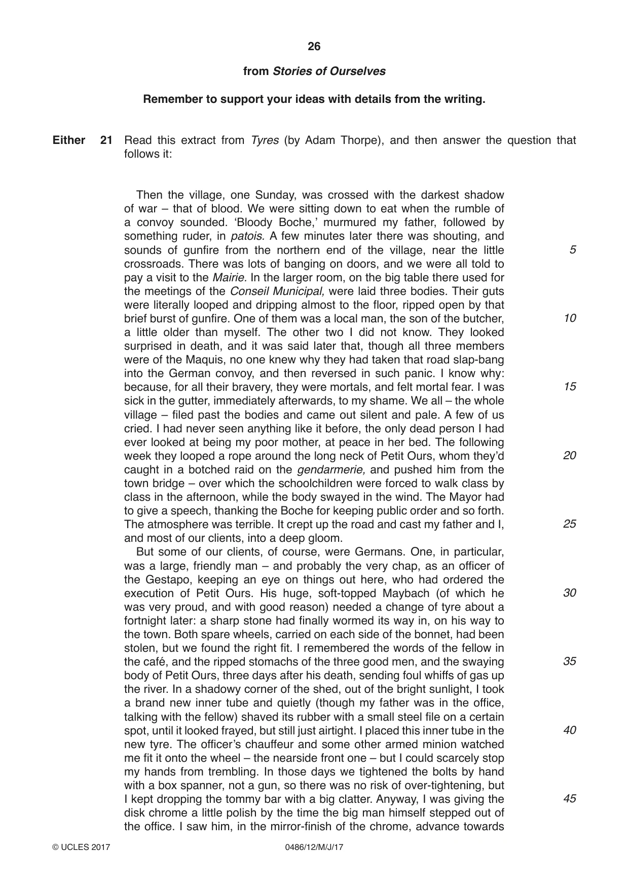 Cambridge IGCSE English - Literature 0486 2017 May/June Paper 1 · Variant 2 question paper, page 26 of 28
