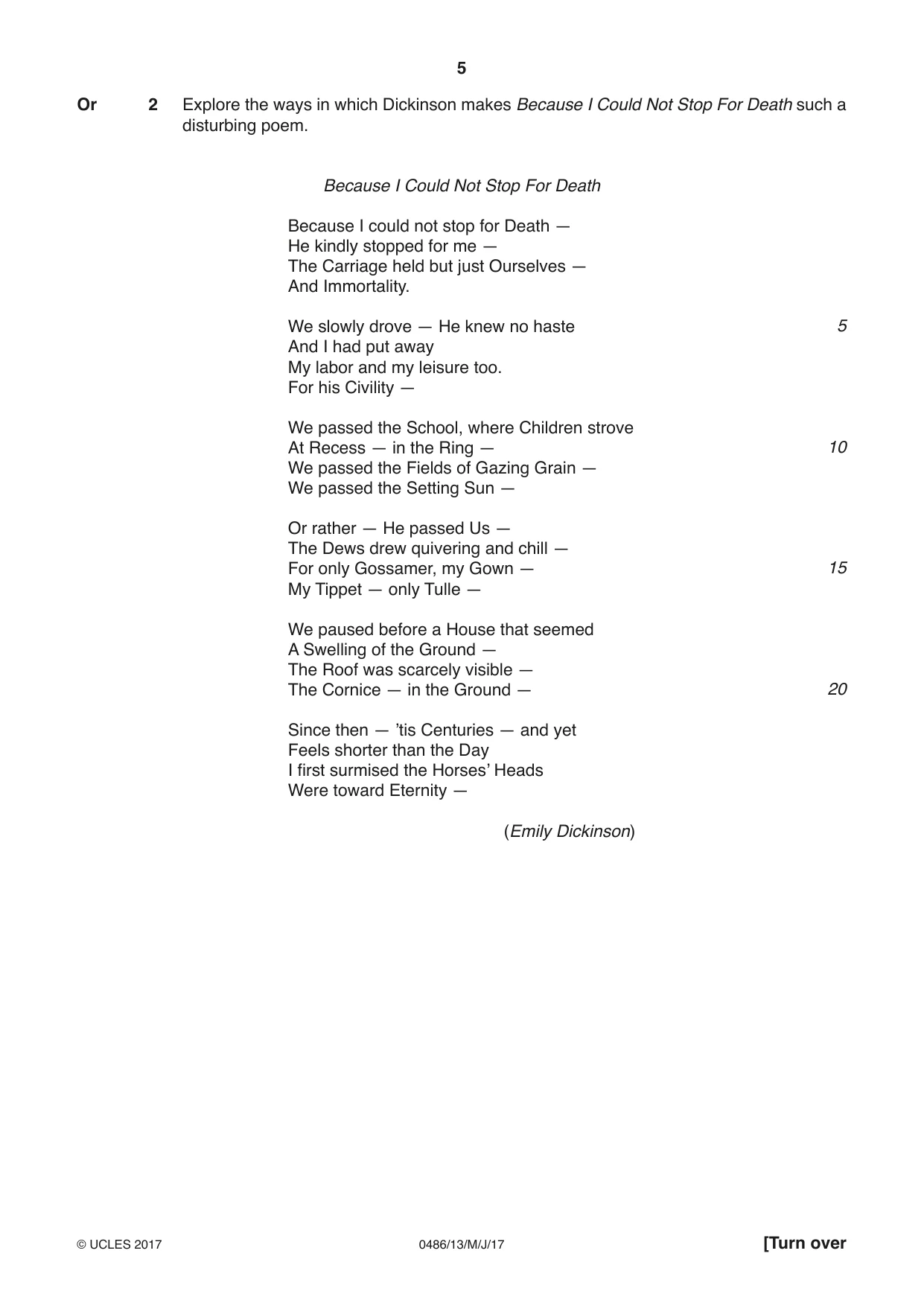 Cambridge IGCSE English - Literature 0486 2017 May/June Paper 1 · Variant 3 question paper, page 5 of 28